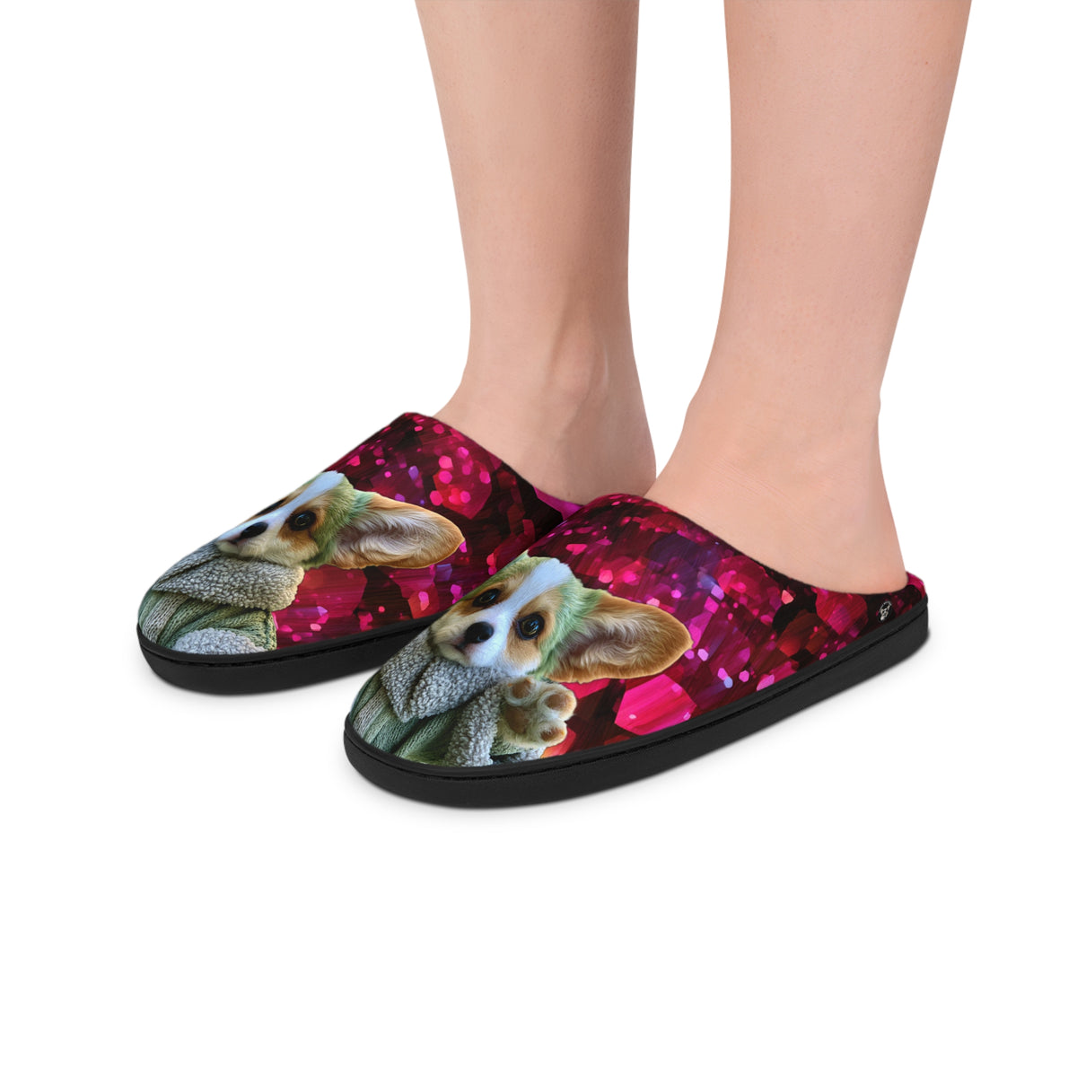 Baby Corgi Star Warrior Men's Indoor Slippers — Galaxy Glitter Clogs