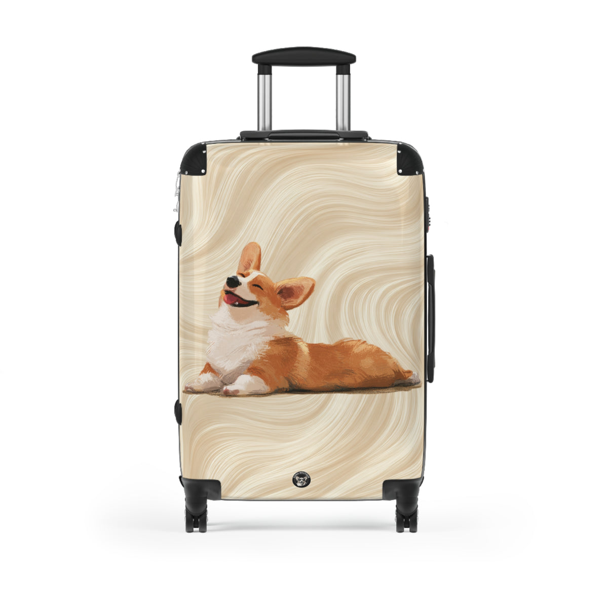 Giddy Sploot Suitcases — Creamy Champagne Corgi Rolling Luggage