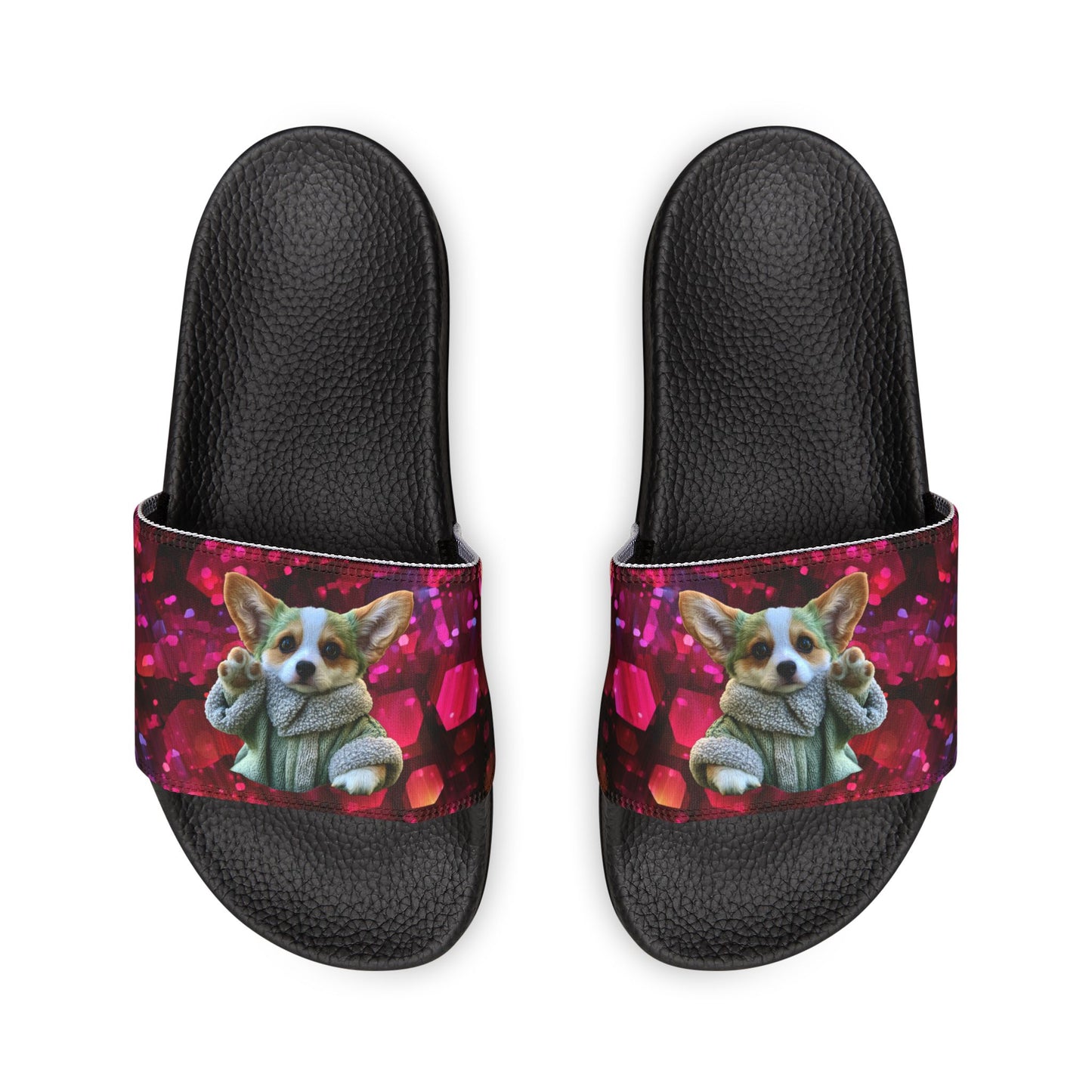 Baby Corgi Space Glitter Women's Casual Slide Sandals - May the Corgi Be With You