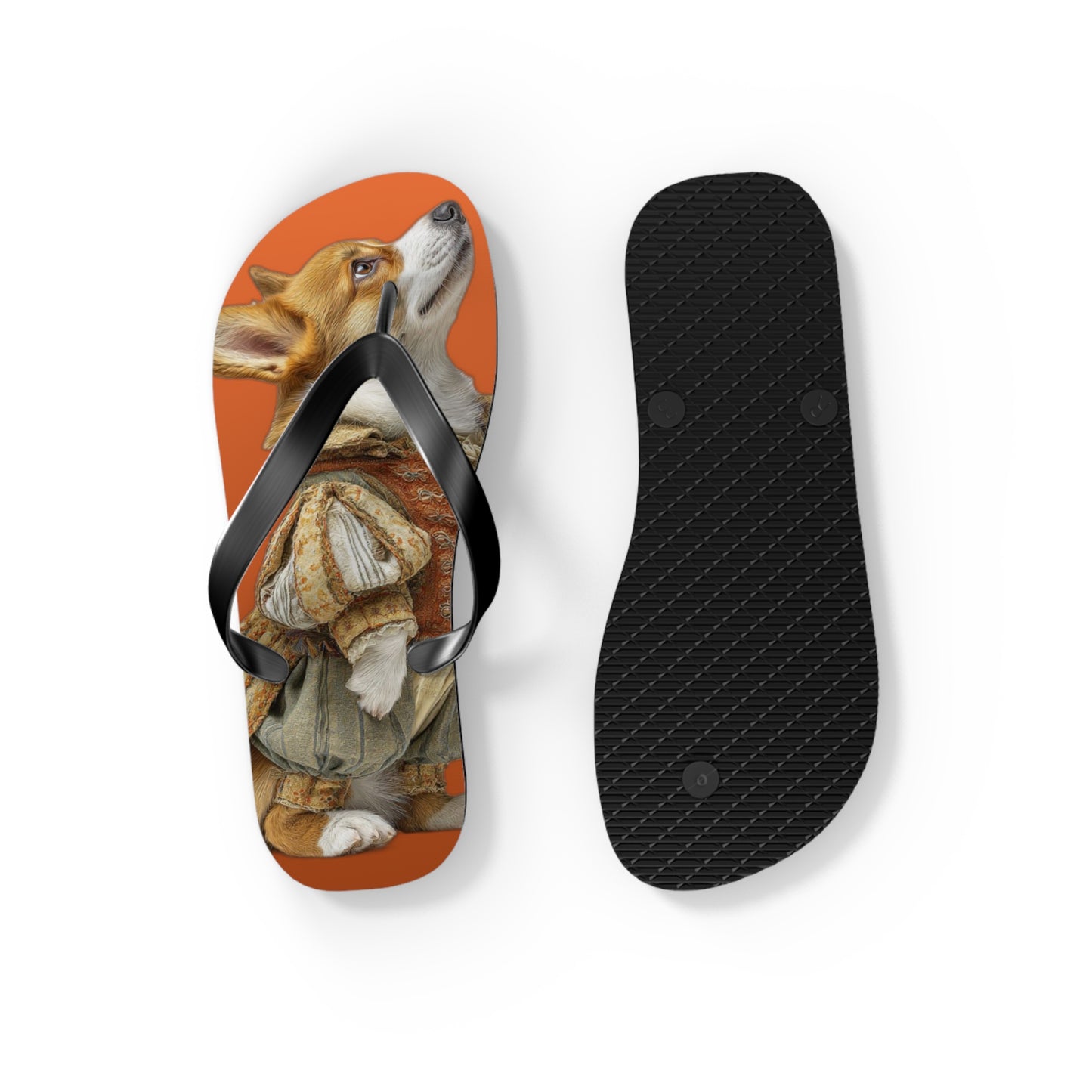 Prince Corgi Portrait Flip Flops – Cool Dog Beach Sandals