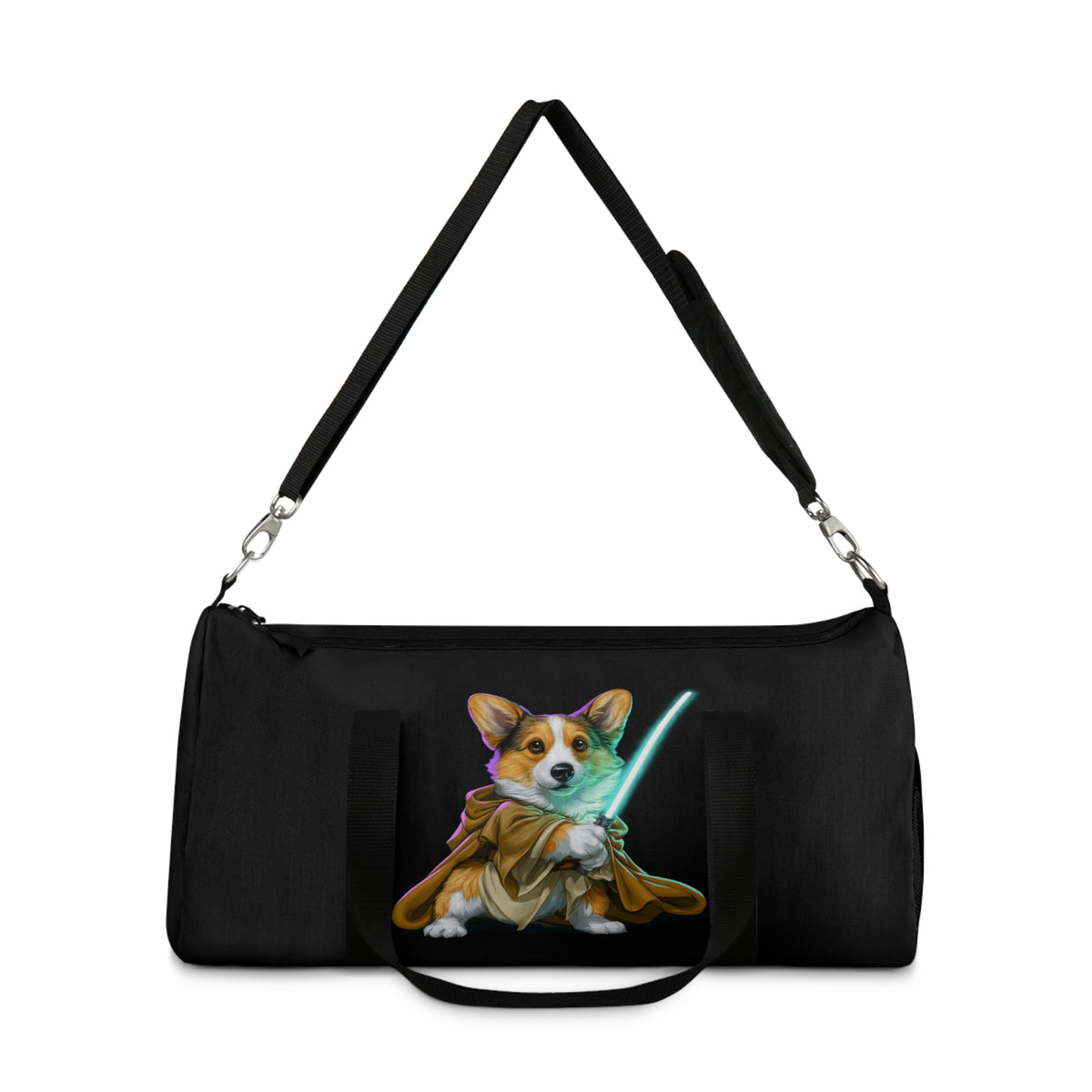 Little Light Knight Corgi Star Warrior Duffel Bag - Black Corgi Fighter Travel Gym Bag