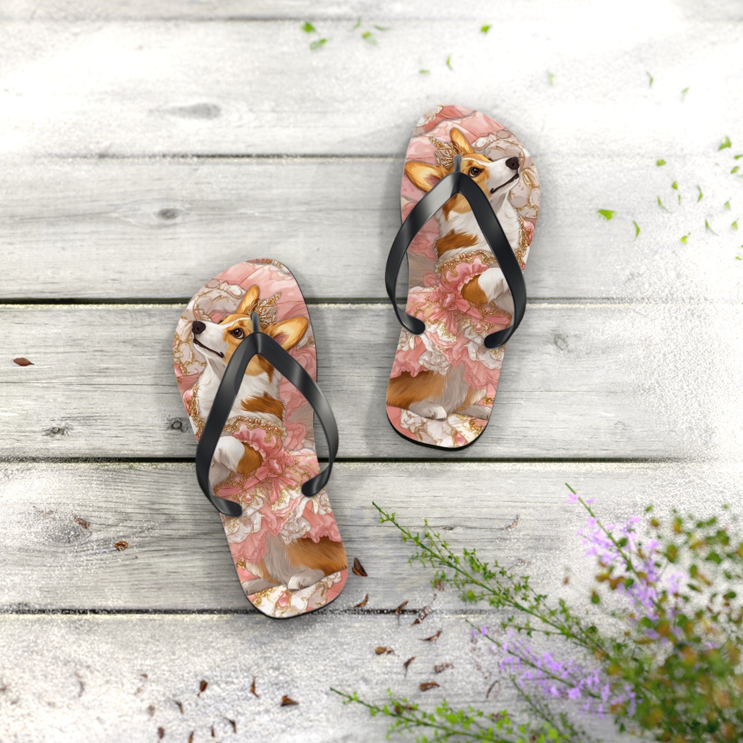 Princess Corgi Flip-Flops