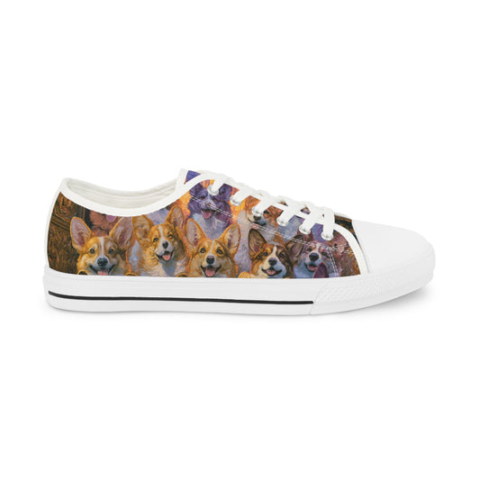 Pearly Gates Where The Corgis Await Men's Low Top Casual Canvas Sneakers