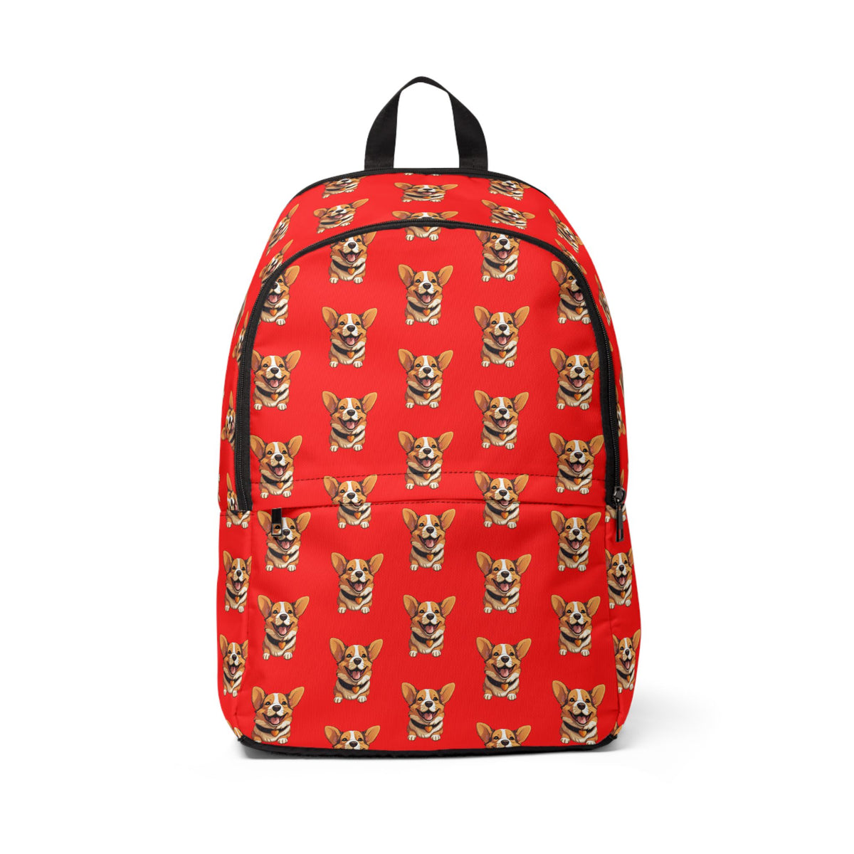 Puppy Love Corgi Mosaic Pattern Backpack — Red Corgi Rucksack