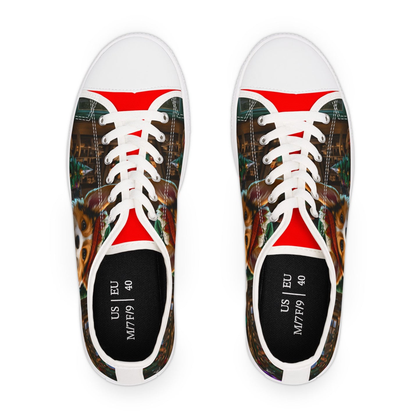 Santa's Little Helper Festive Corgi Christmas Women's Low Top Casual Canvas Sneakers