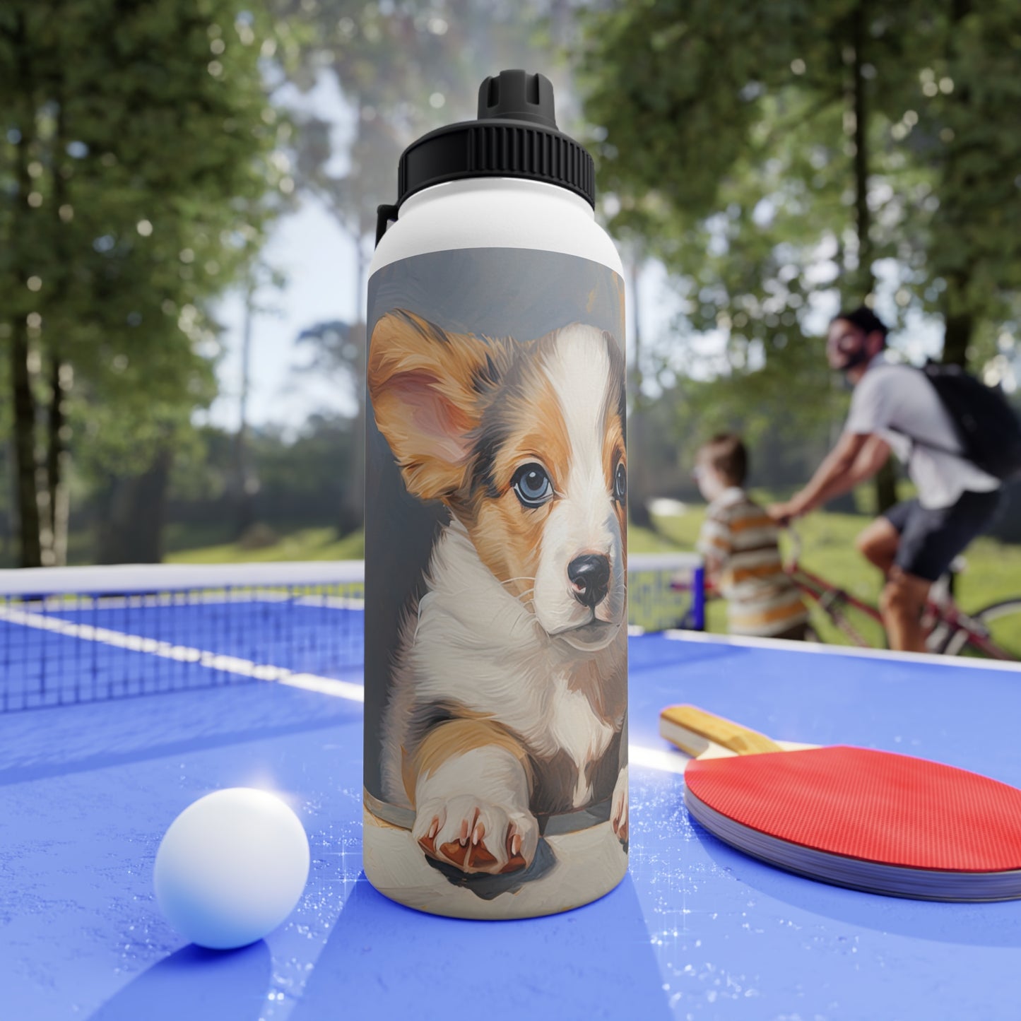 Puppy Portrait - Water Bottle with Sport Lid