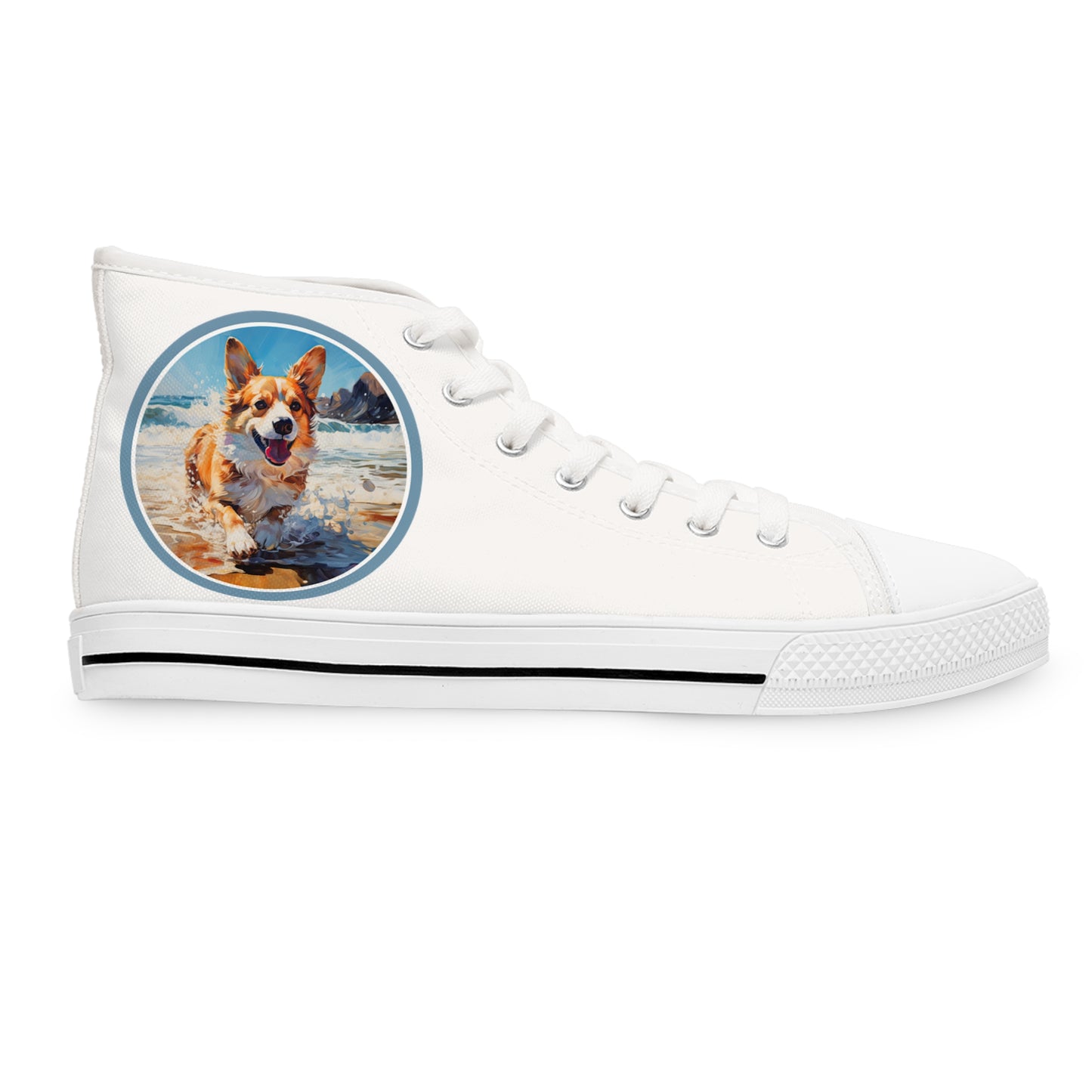 Coastal Corgi - Women's High Top Sneakers