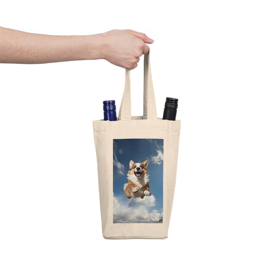 Flying Corgi - Double Wine Bottle Tote Bag