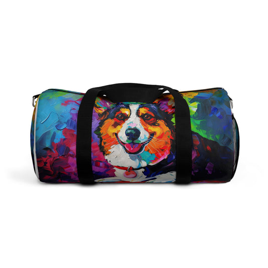 Color Me Corgi Duffel Bag - Fun Colorful Corgi Oil Painting Travel Gym Bag