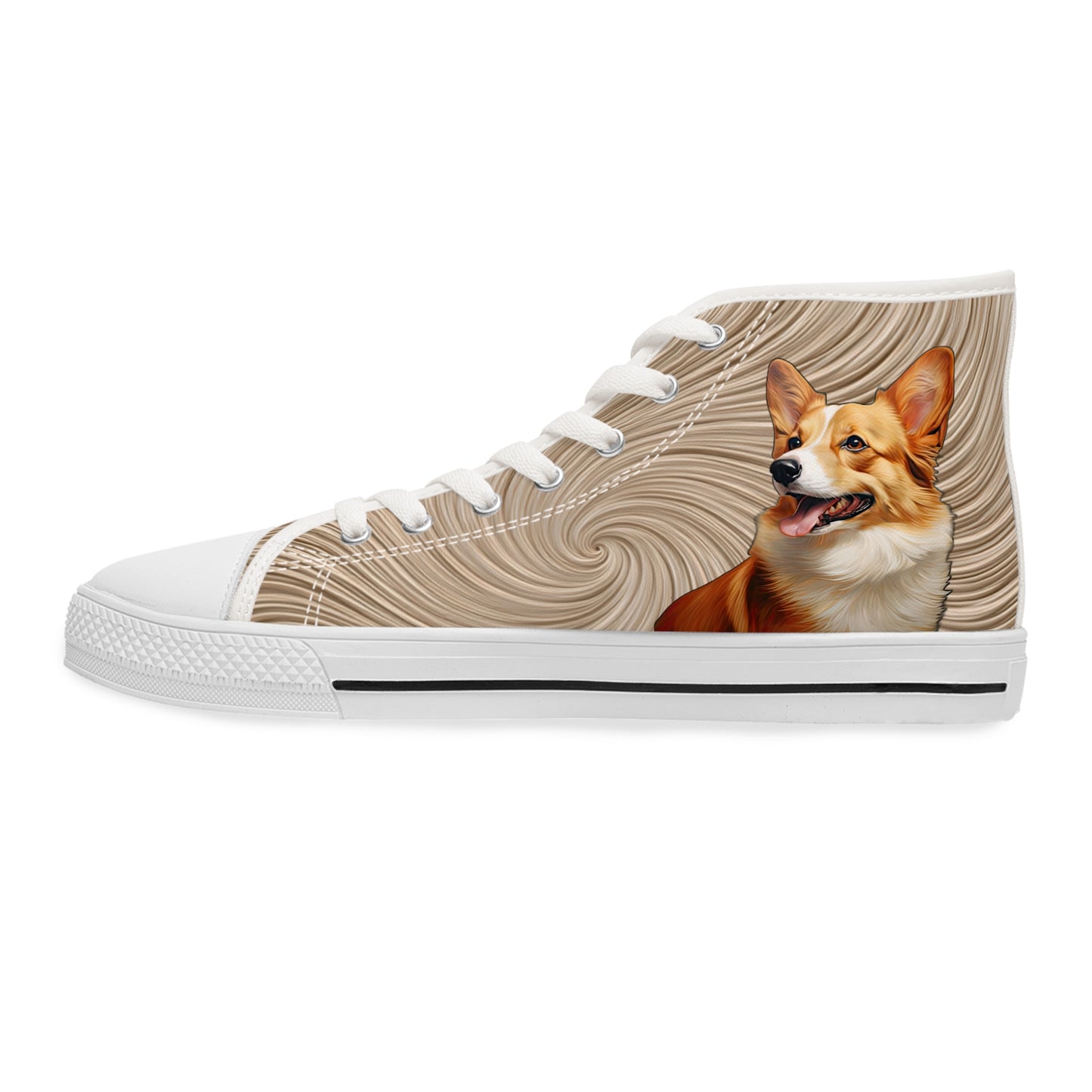 Pembroke Portrait Women's High Top Casual Swirling Tan Sneakers