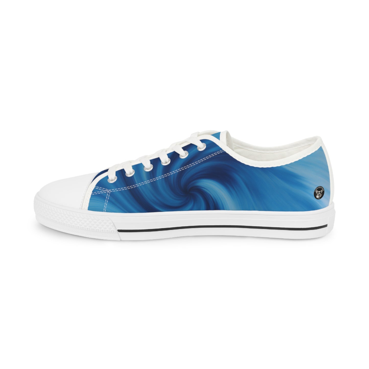 Coastal Corgi Blue Swirl Men's Low Top Casual Canvas Sneakers