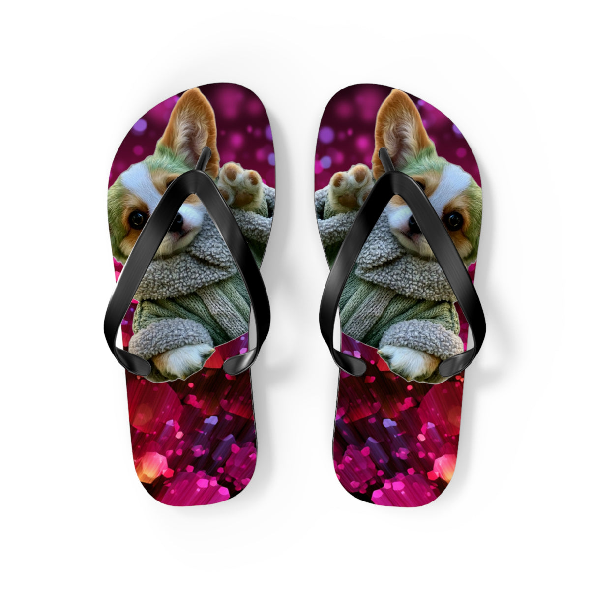 Baby Corgi Star Warrior Unisex Flip Flops — Galaxy Glitter Sandals