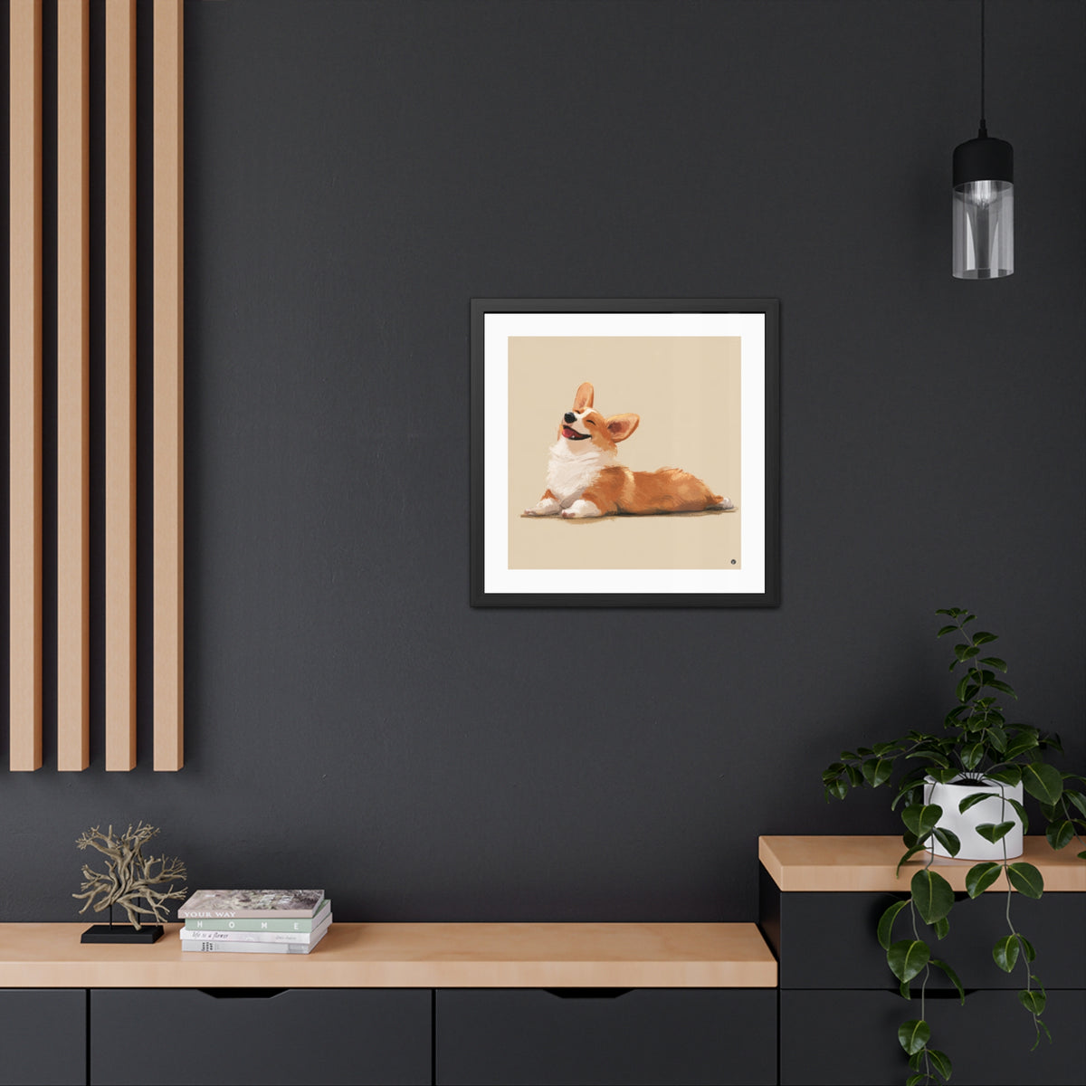 Giddy Sploot  - Happy Corgi Exclusive Framed Print