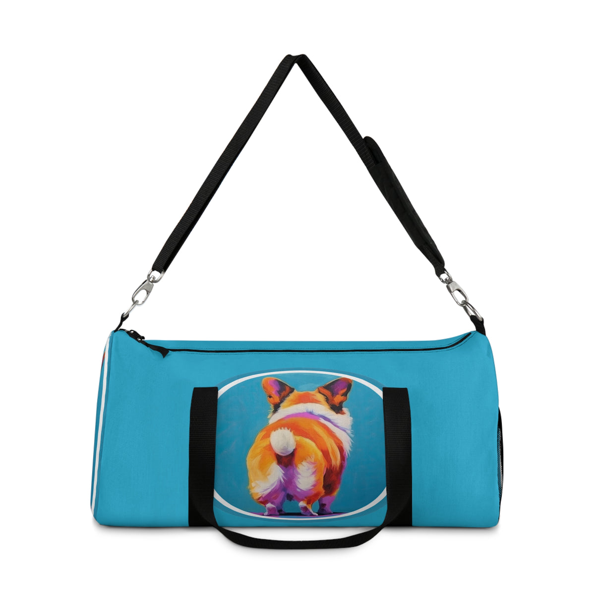 Corgi Butt Custom Artwork Duffel Bag - Fun Blue Corgi Travel Gym Bag