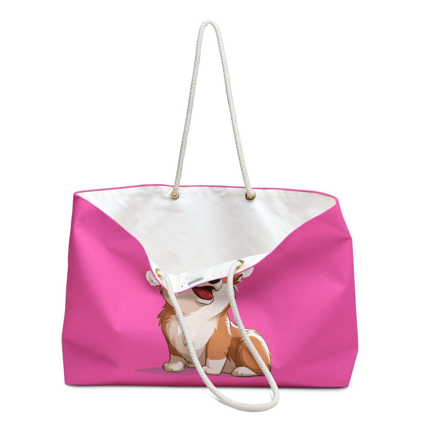 Cute Corgi Puppy Animation Weekender Beach Bag – Pink Corgi Travel Tote