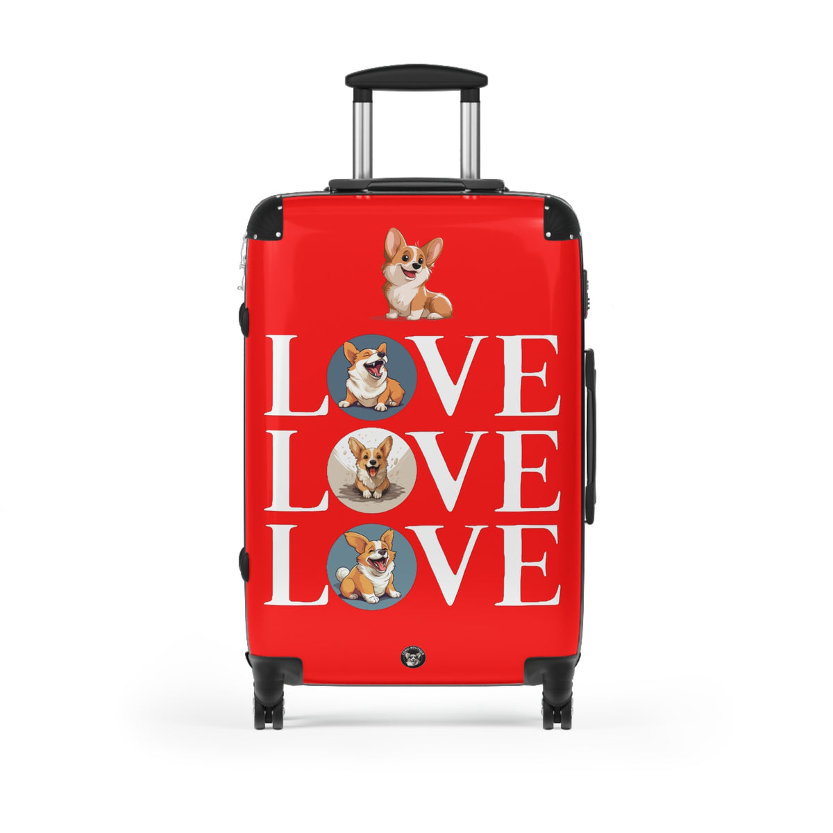 Corgi Love Suitcases — Red Rolling Luggage with Cute Corgi Animation