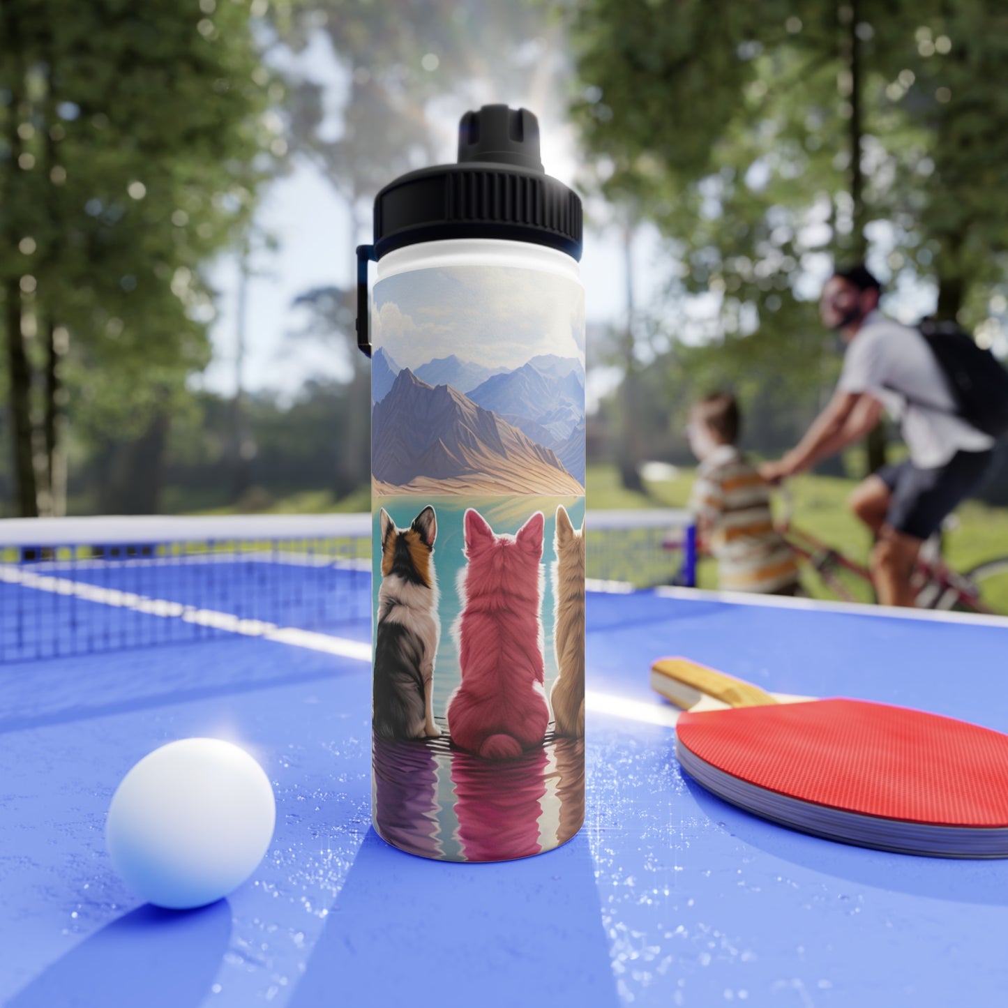 Corgi Lake - Water Bottle with Sport Lid