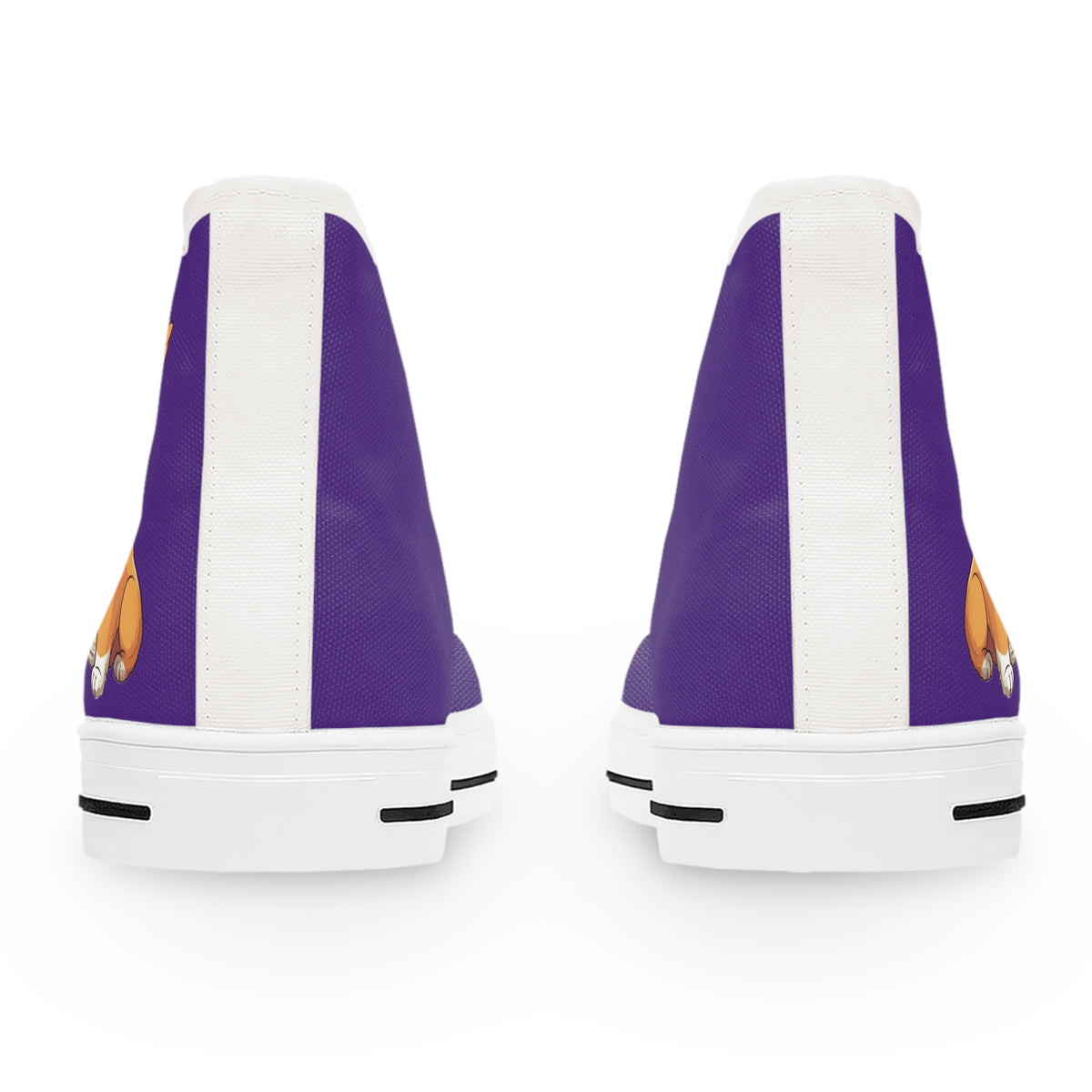 Jolly Jiggling Animated Corgi Women's High Top Casual Purple Canvas Sneakers