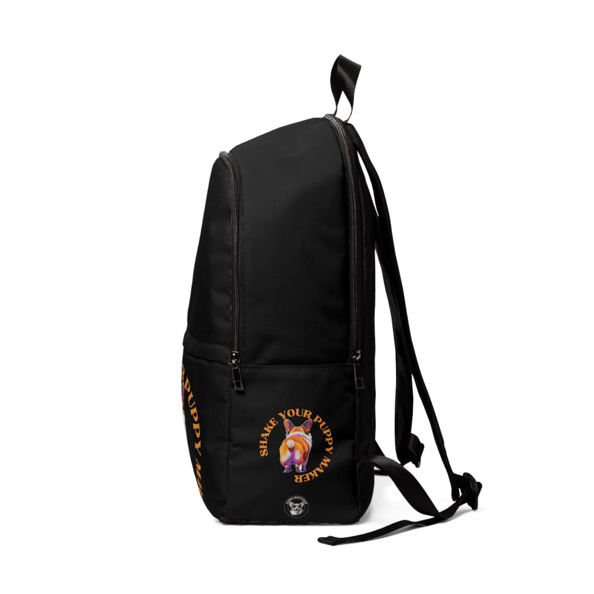 Shake Your Puppy Maker Backpack — Black Corgi Butt Rucksack