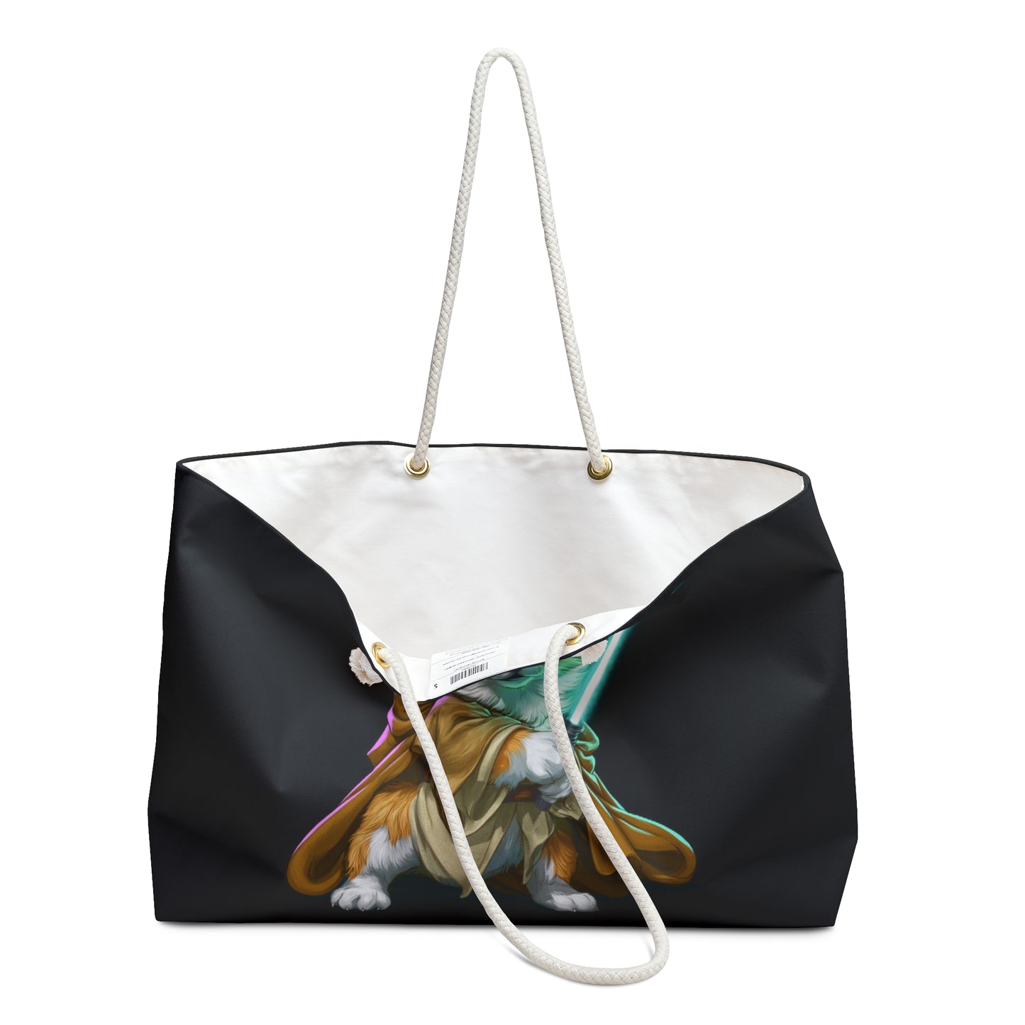 Little Light Knight Corgi Star Warrior Weekender Beach Bag – Black Corgi Fighter Travel Tote