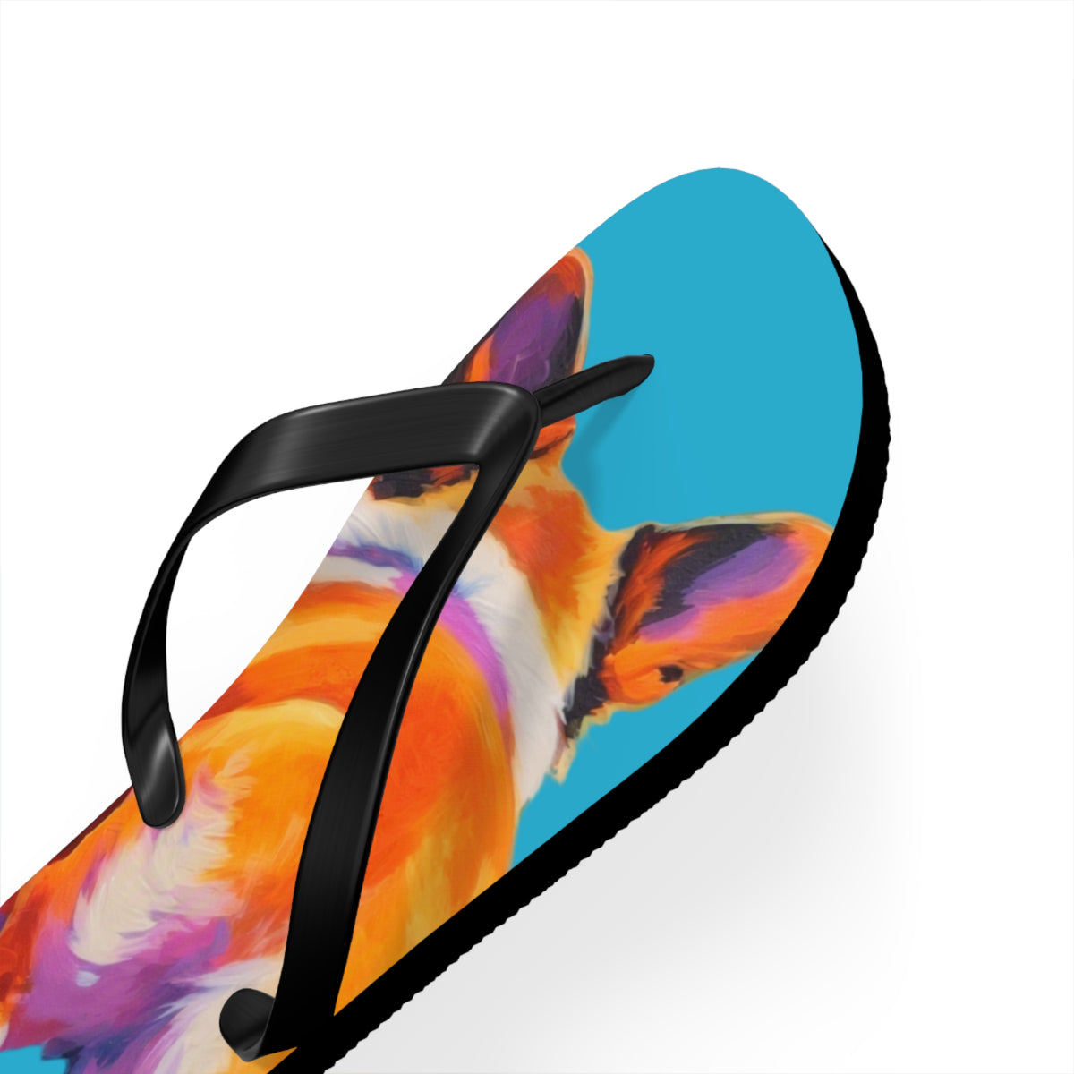 Corgi Butt Artistic Portrait Unisex Flip Flops – Blue Corgi Beach Sandals