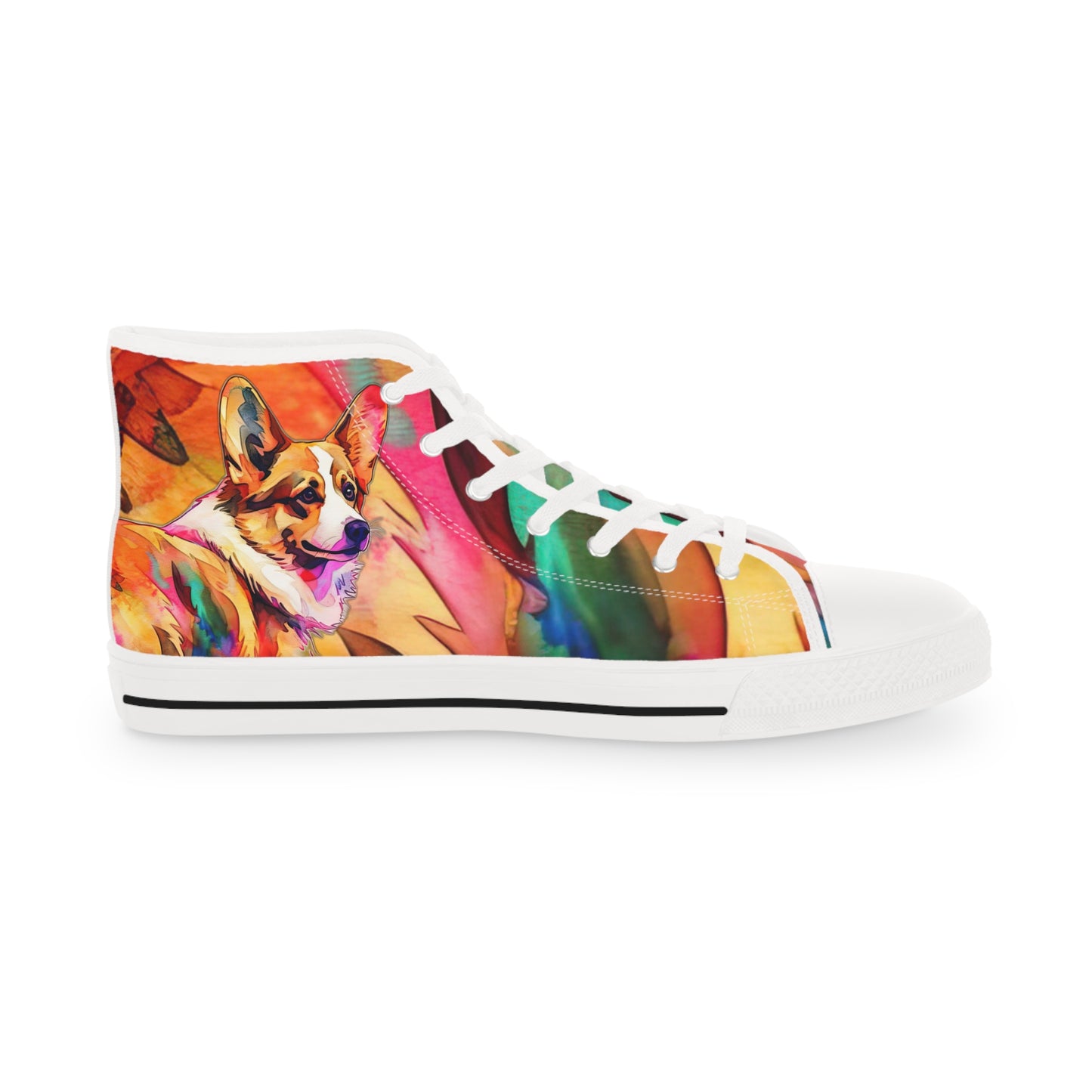Corgi Pop Art Paint Splash Men's High Top Casual Colorful Canvas Sneakers