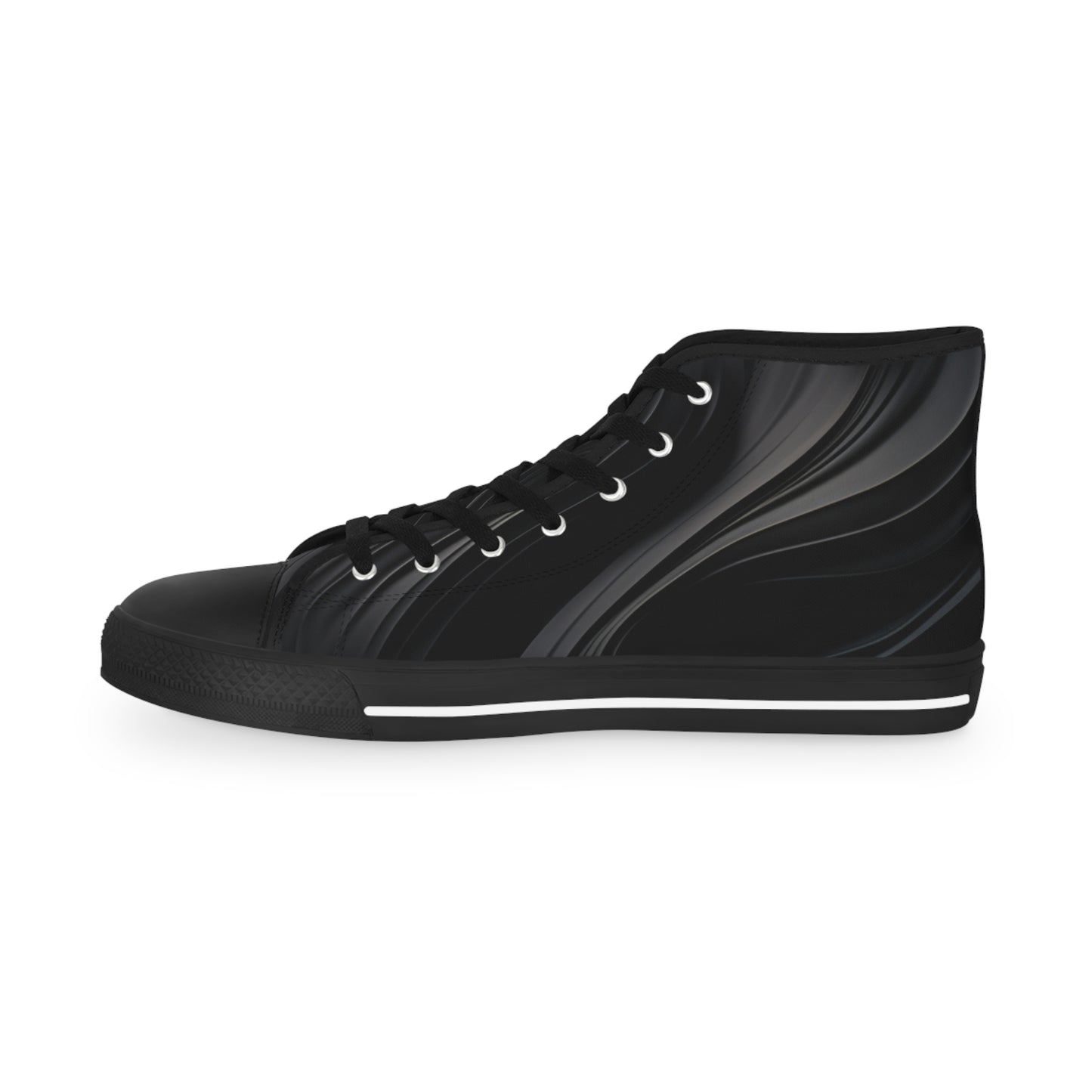 Samurai Corgi Black Wave Men's High Top Casual Canvas Sneakers