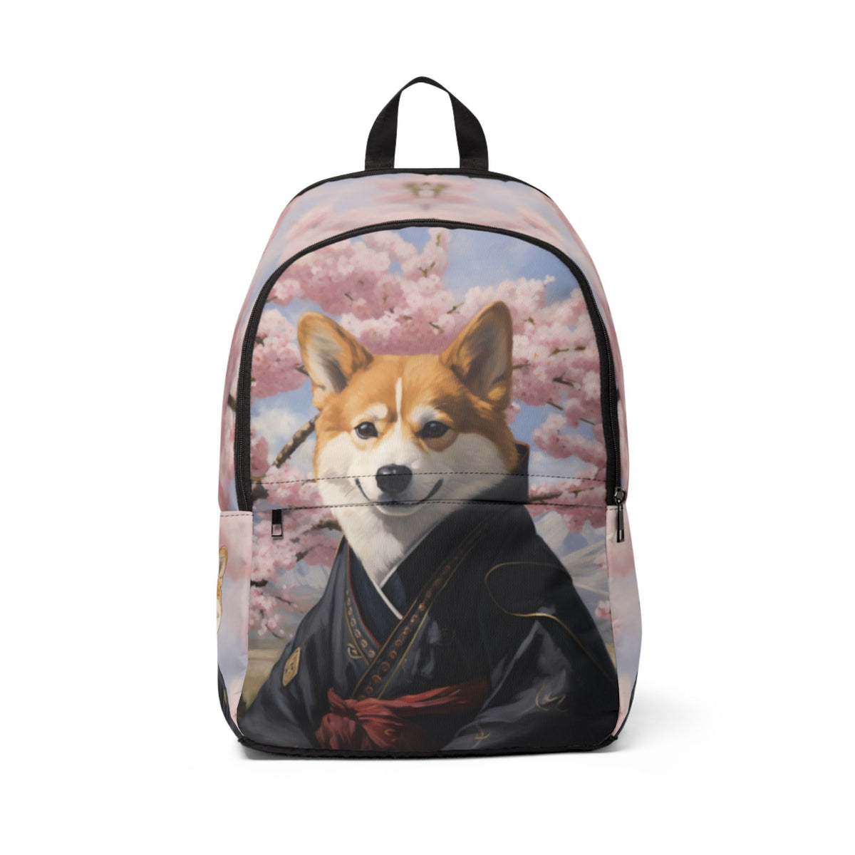 Samurai Corgi Cherry Blossom Backpack — Japanese Corgi Rucksack