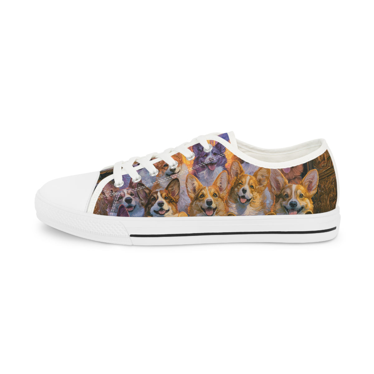 Pearly Gates Where The Corgis Await Men's Low Top Casual Canvas Sneakers
