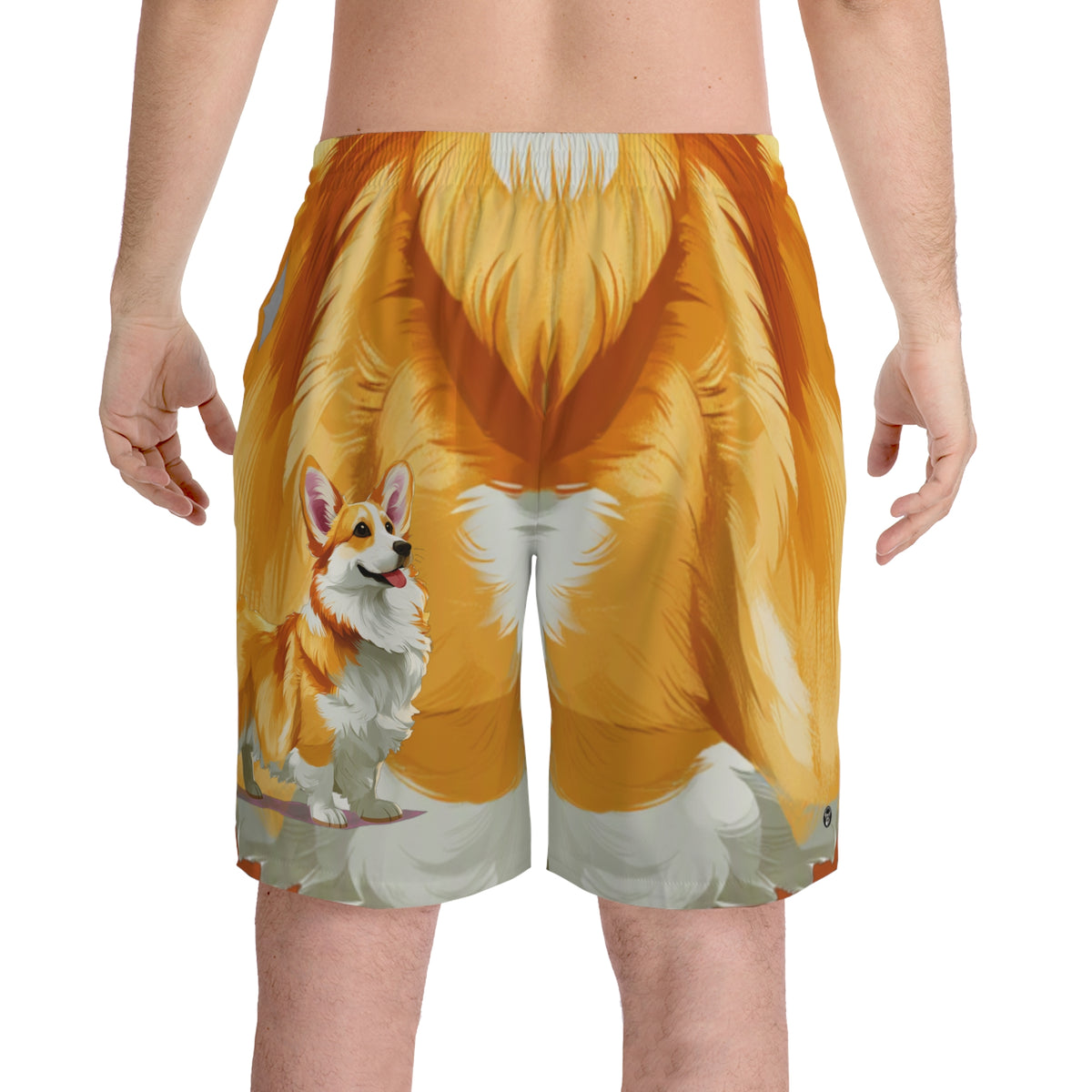 The Queen's Corgi Companion Board Shorts - Multicolor Corgi Swimsuit
