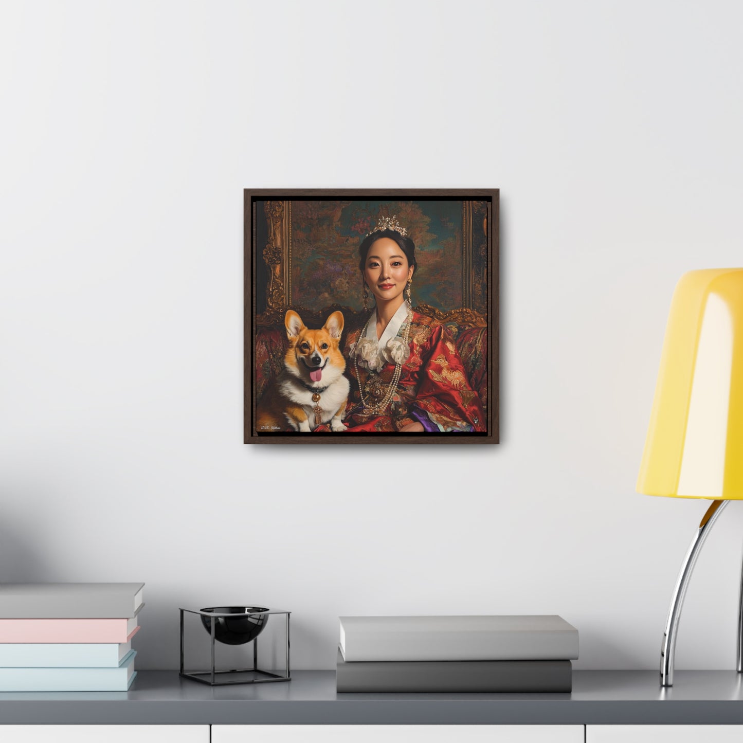 Korean Corgi Queen - Framed on Canvas