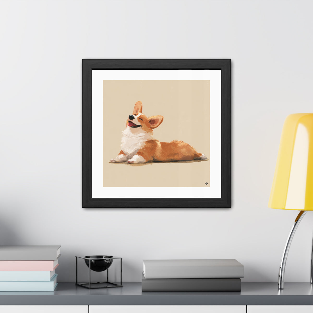 Giddy Sploot  - Happy Corgi Exclusive Framed Print
