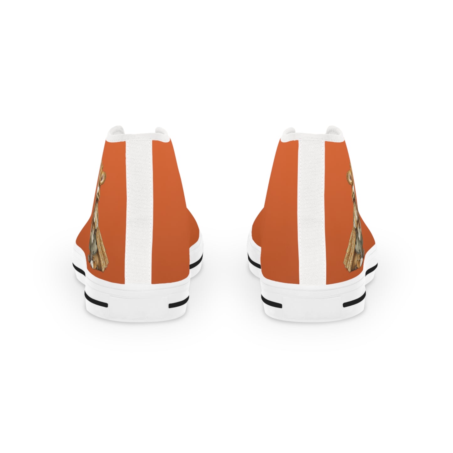 Prince Corgi Burnt Orange Men's High Top Casual Canvas Sneakers with Royal Artwork