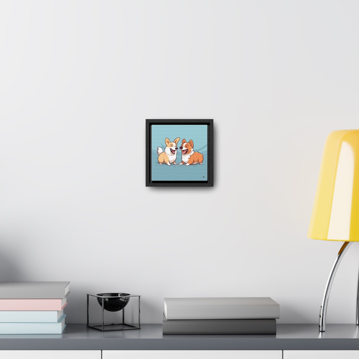 Corgi Couple - Framed on Canvas