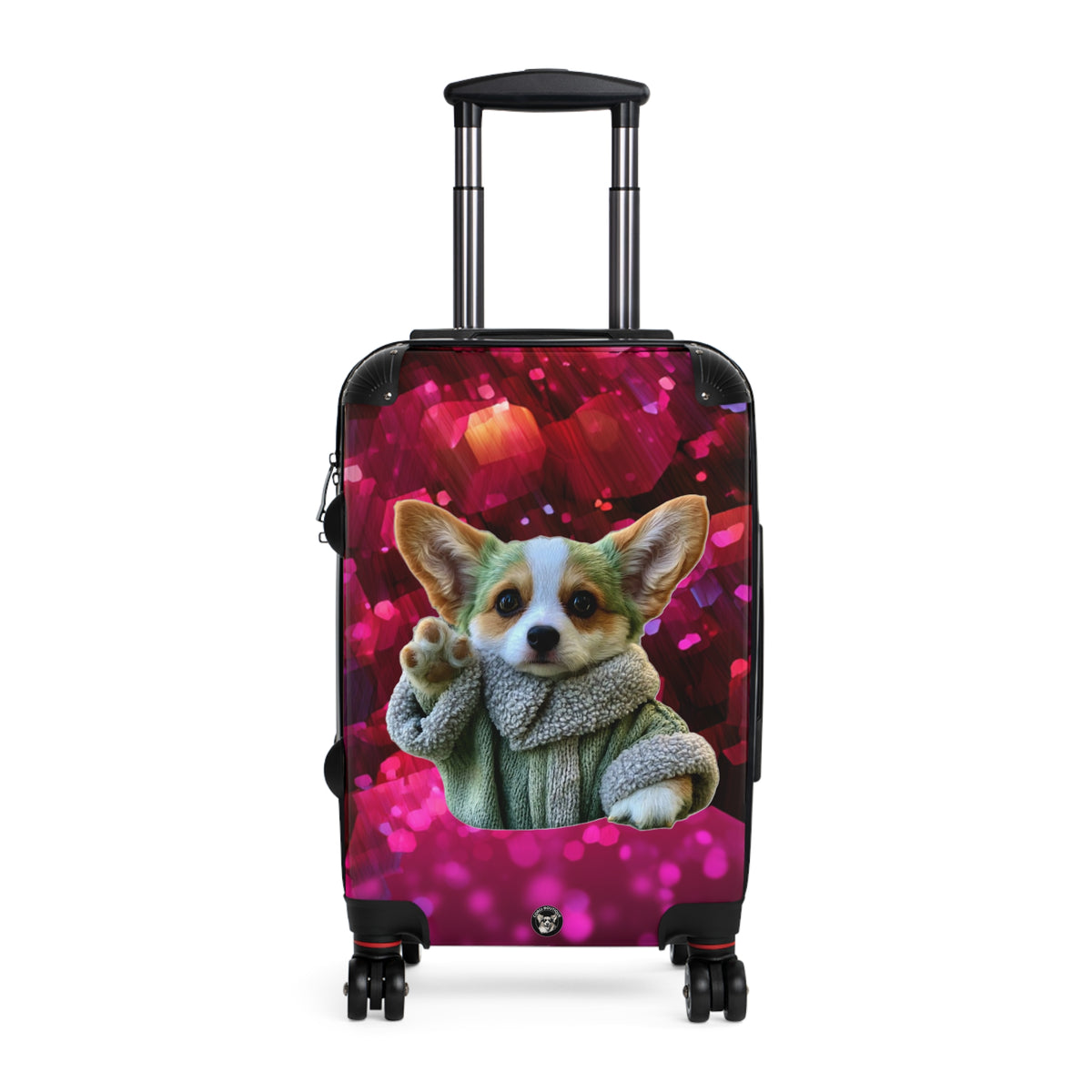 Baby Corgi Star Warrior Suitcases – Red Black & Purple Galaxy Glitter Luggage