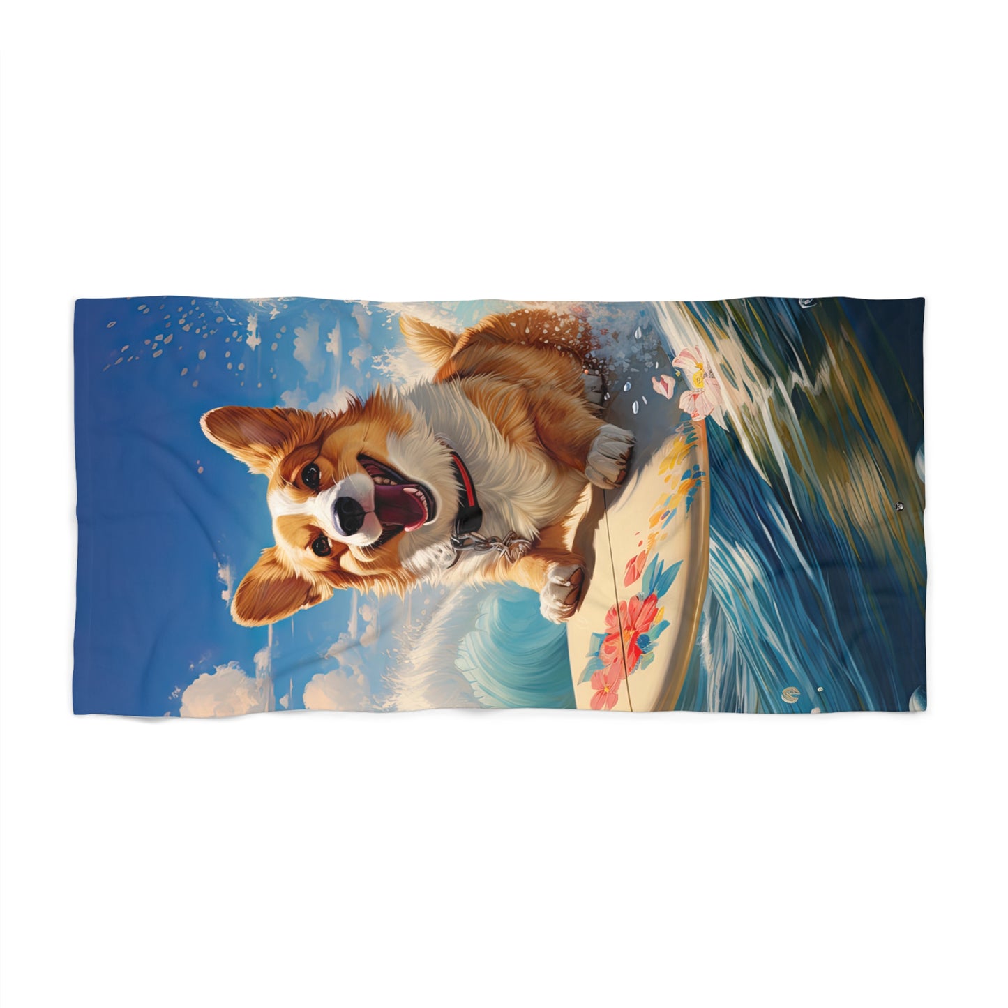 Cowabunga Corgi Beach Towel