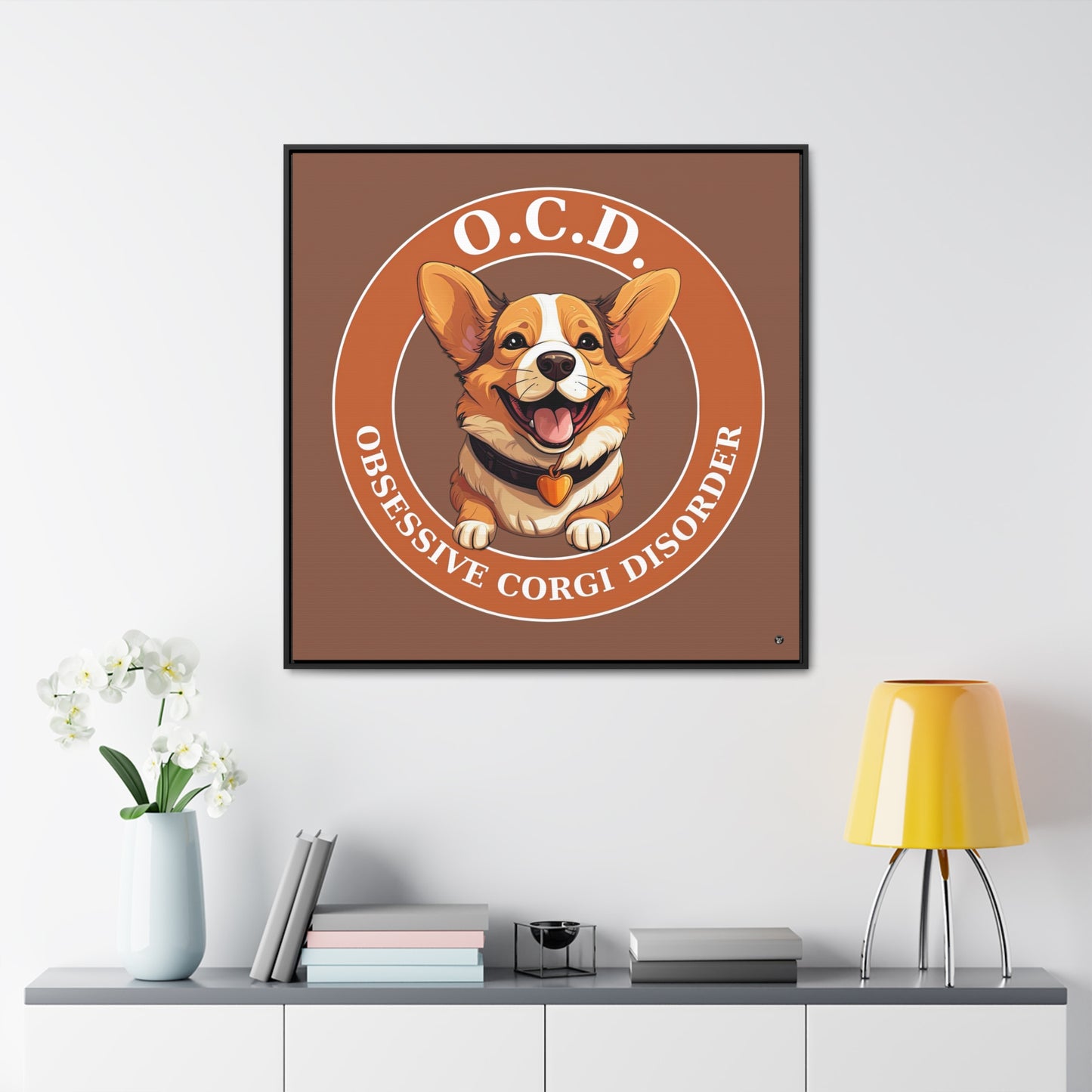 O.C.D. Obsessive Corgi Disorder - Framed on Canvas
