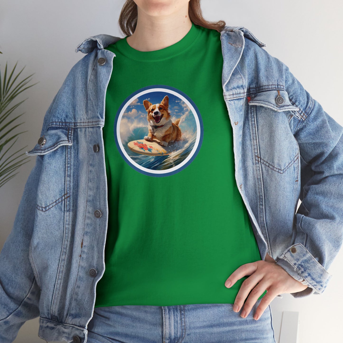 Cowabunga Corgi - Unisex Heavy Cotton Tee