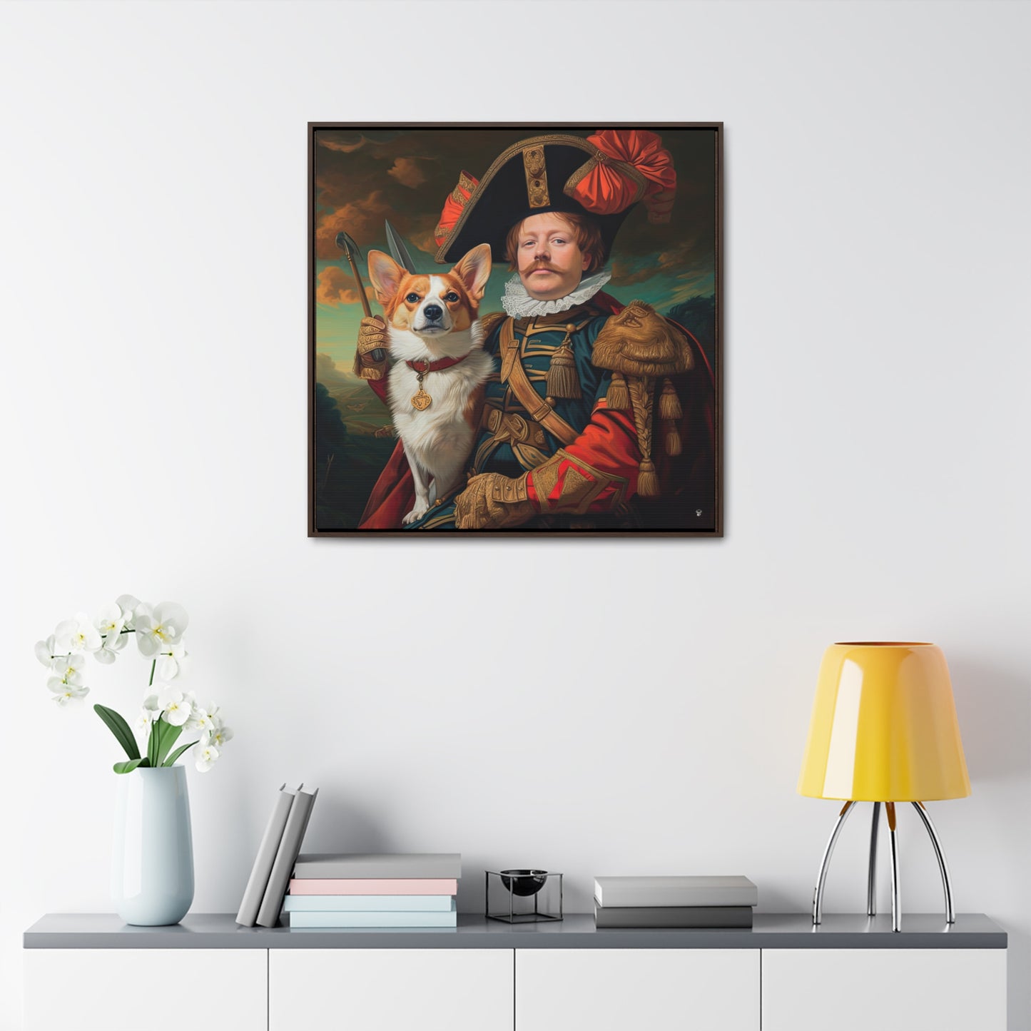 First Royal Corgi - Framed on Canvas