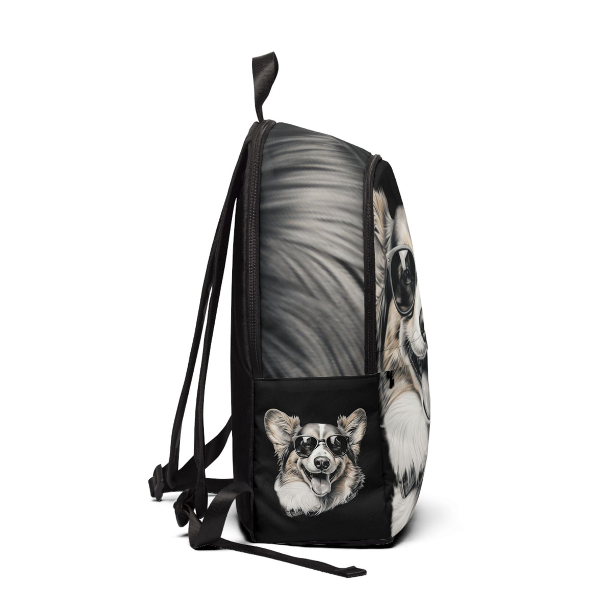 Corgi Cool Portrait in Shades Backpack — Hip Corgi Black & White Rucksack