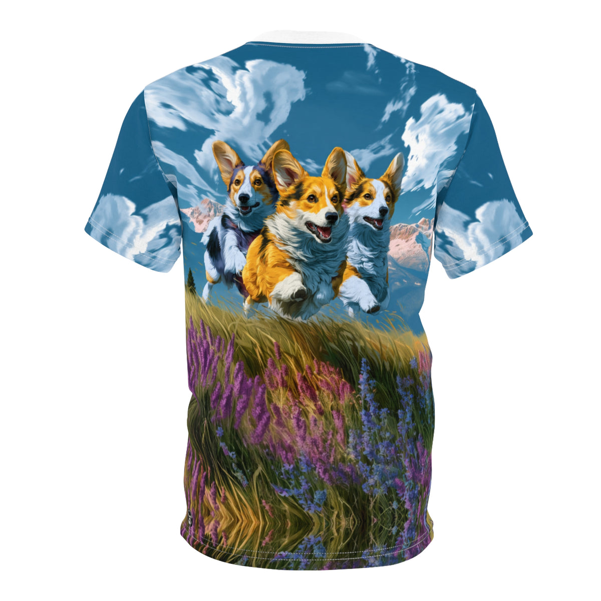 The Hills Are Alive Unisex Bold Designer Tee - The Sound of Corgis Under a Cerulean Sky