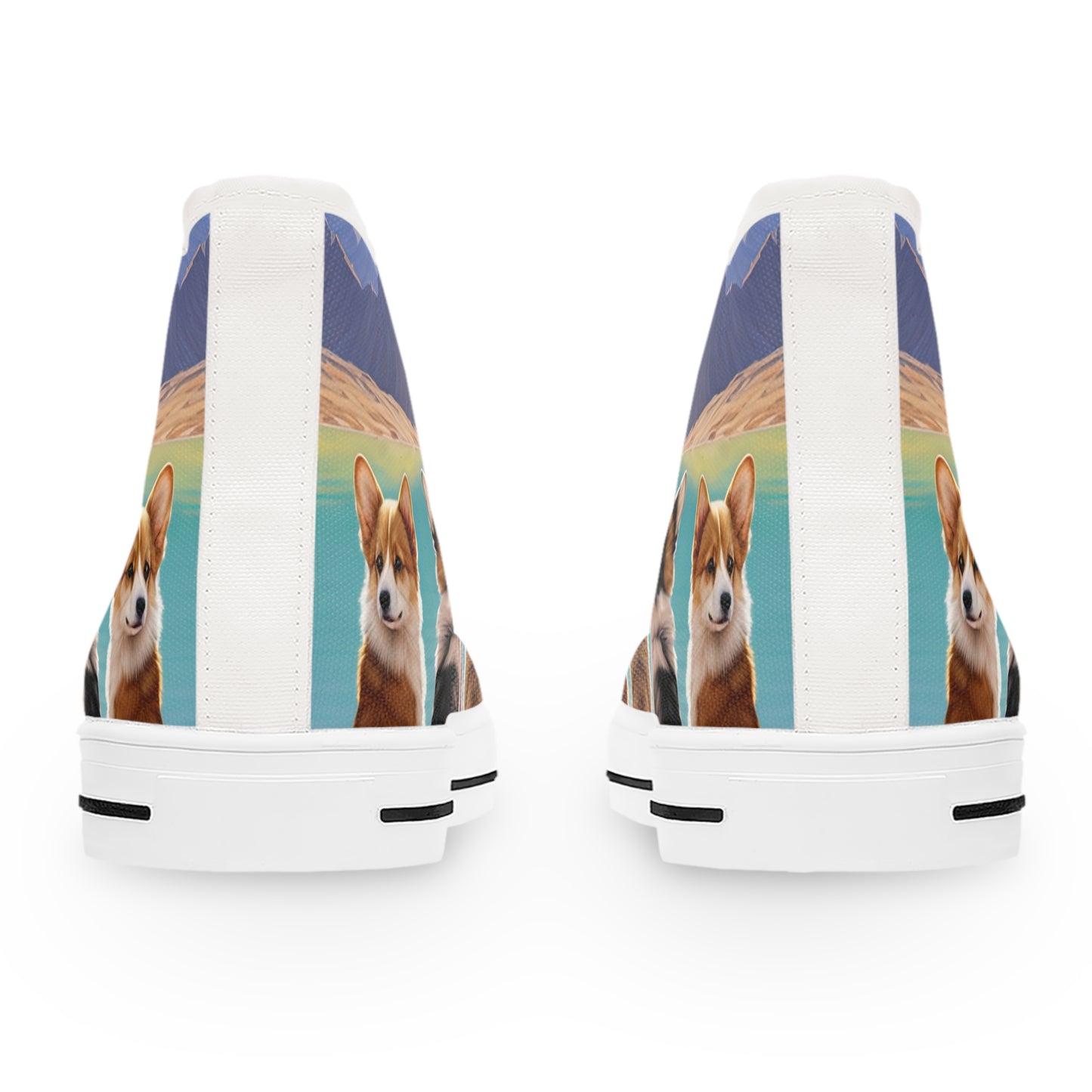 Corgi Lake Tranquil Portrait Women's High Top Casual Canvas Sneakers