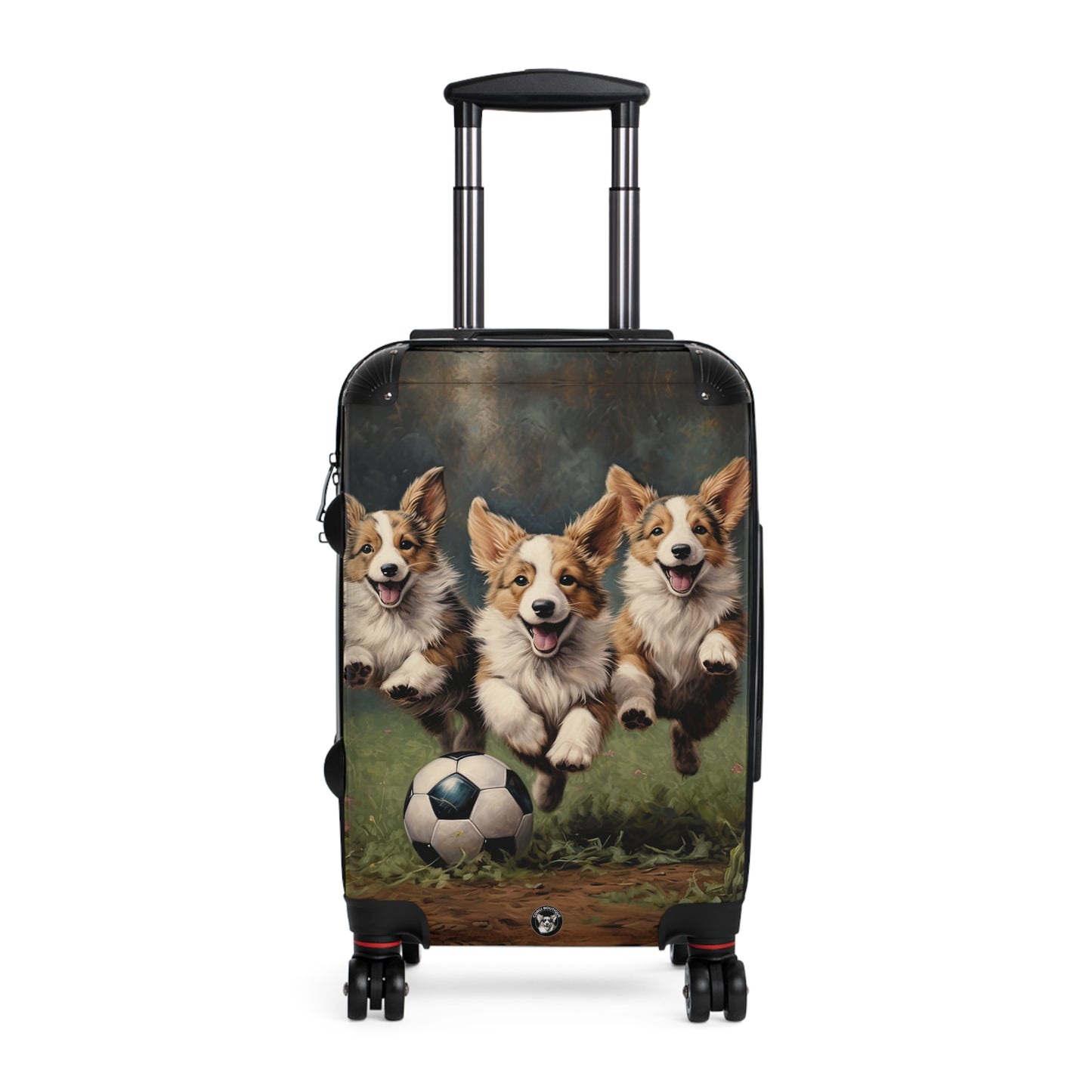 Corgi Puppies Pouncing On The Pitch Suitcases – Soccer Theme Corgi Rolling Luggage