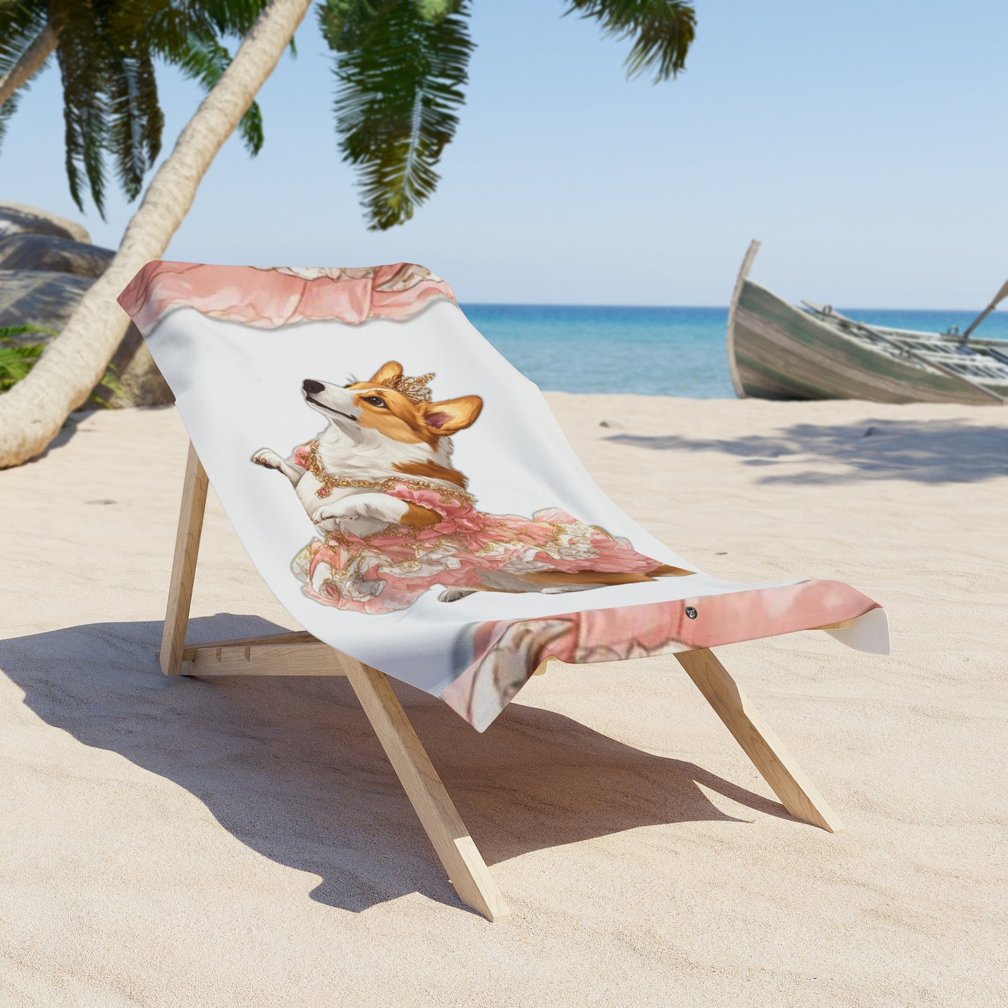 Princess Corgi Beach Towel — Cute Corgi in Pink Ruffle Dress