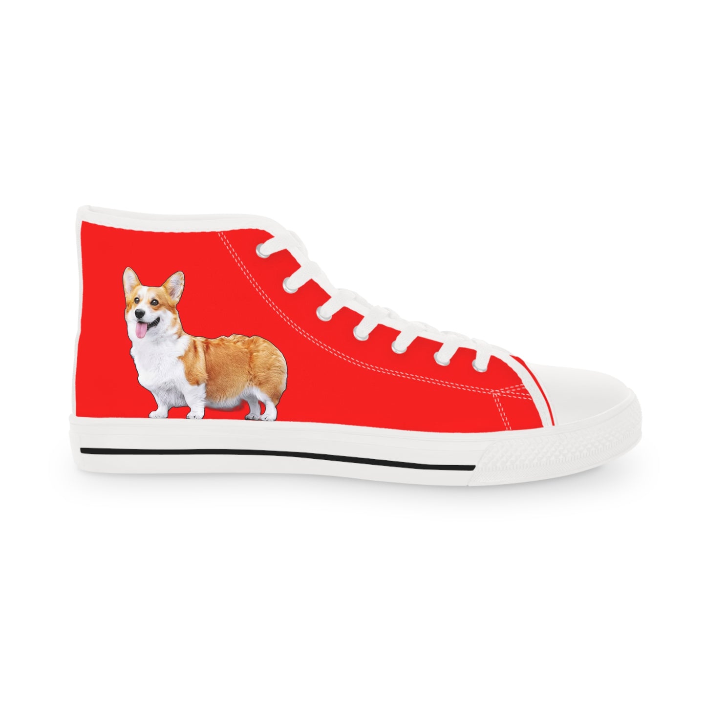 Best in Show Classic Corgi Portrait Men's High Top Sneakers on Red Canvas