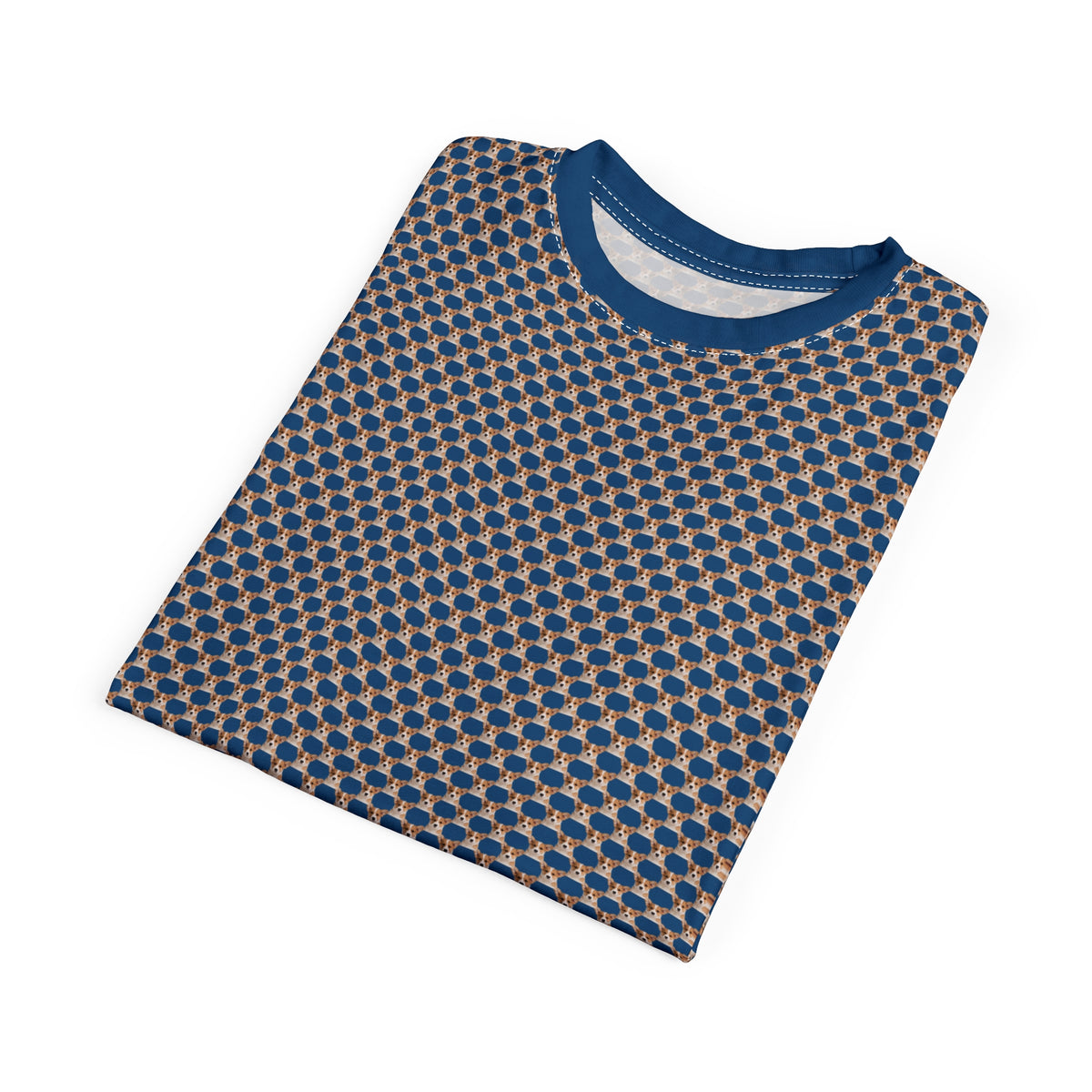 Ethereal Gaze Geometric Unisex Bold Designer Tee - Tiny Corgi Face Motif Beyond Belief on Daytona Dusk
