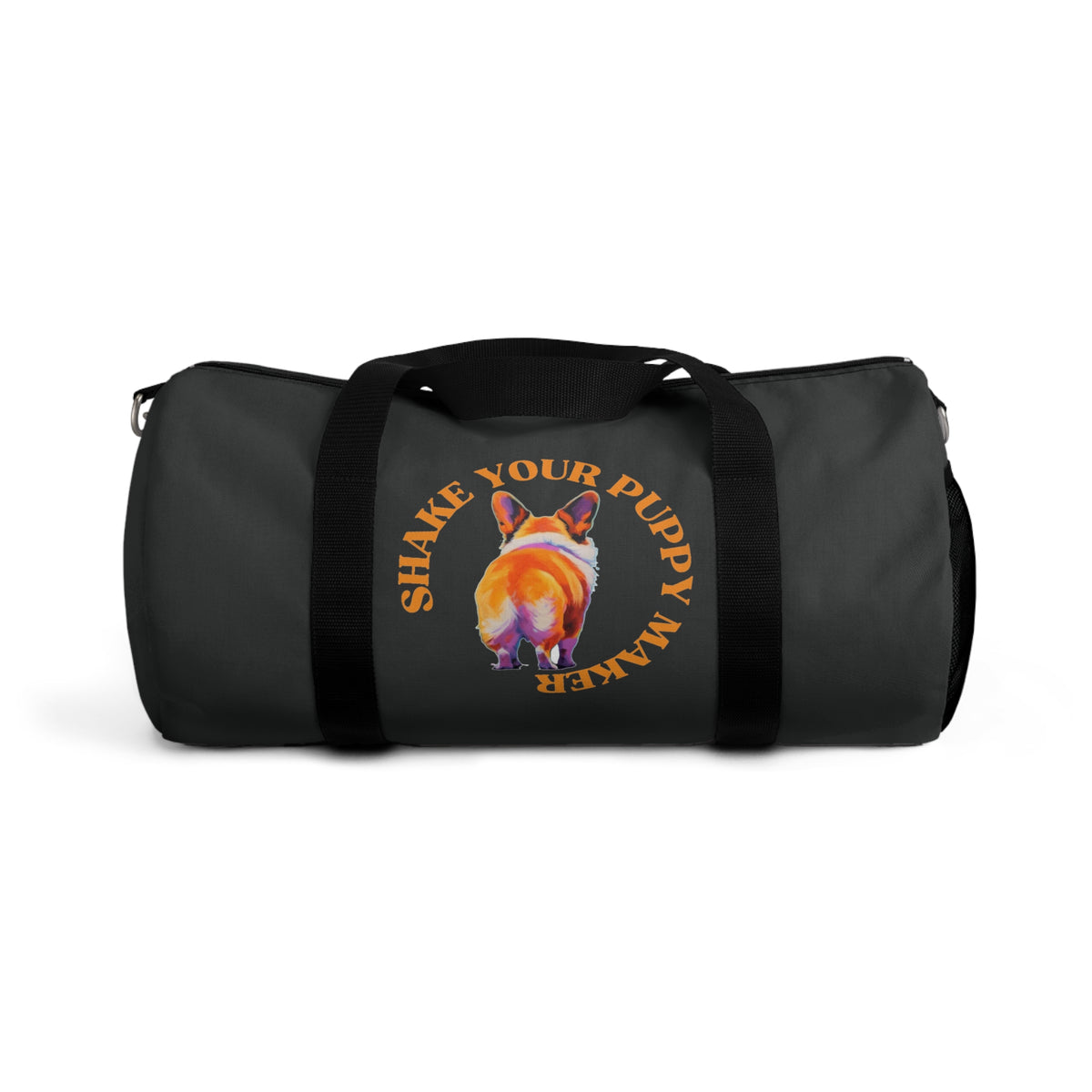 Shake Your Puppy Maker Duffel Bag - Fun Corgi Humor Charcoal Travel Gym Bag