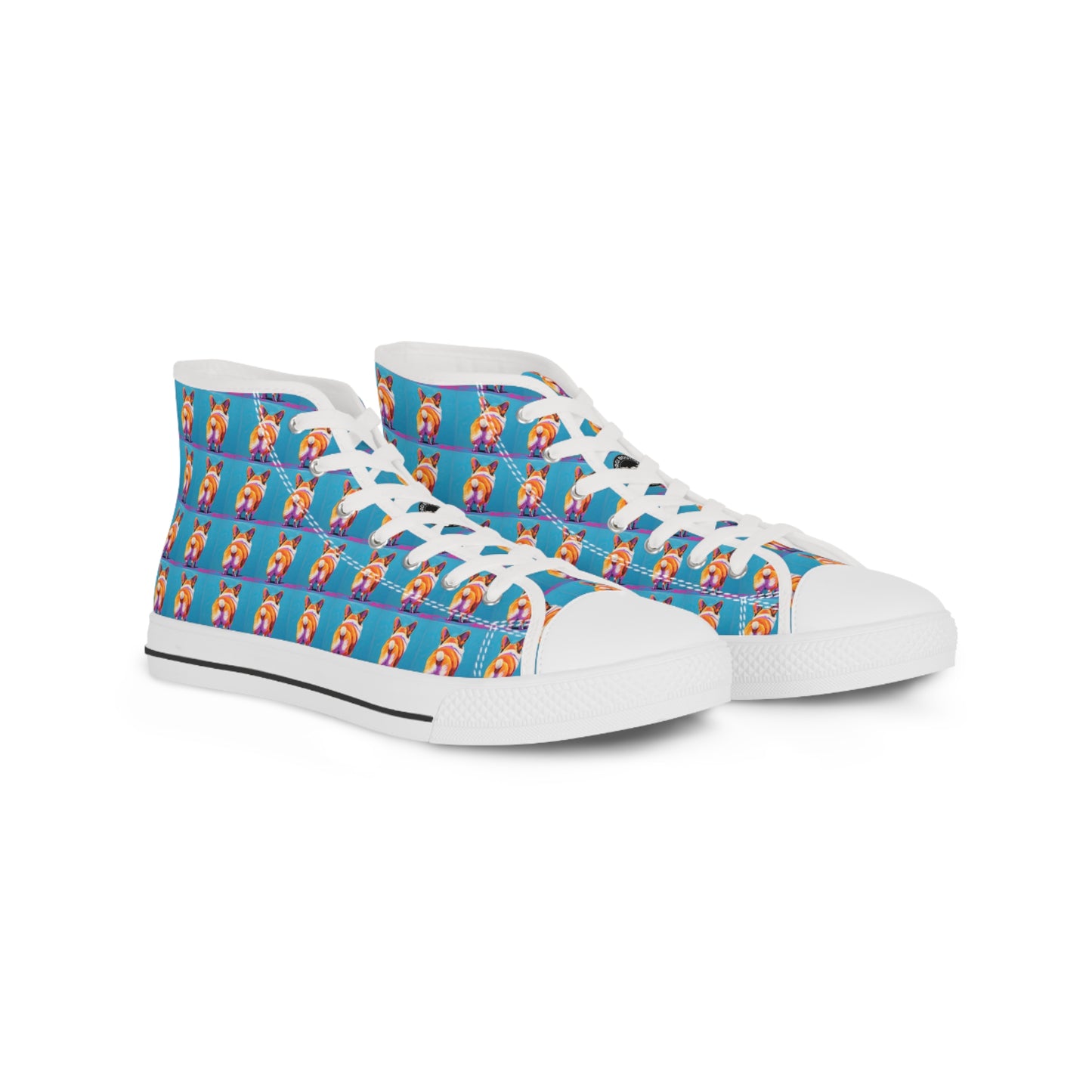 Corgi Butt Mosaic Pattern Men's High Top Casual Canvas Sneakers