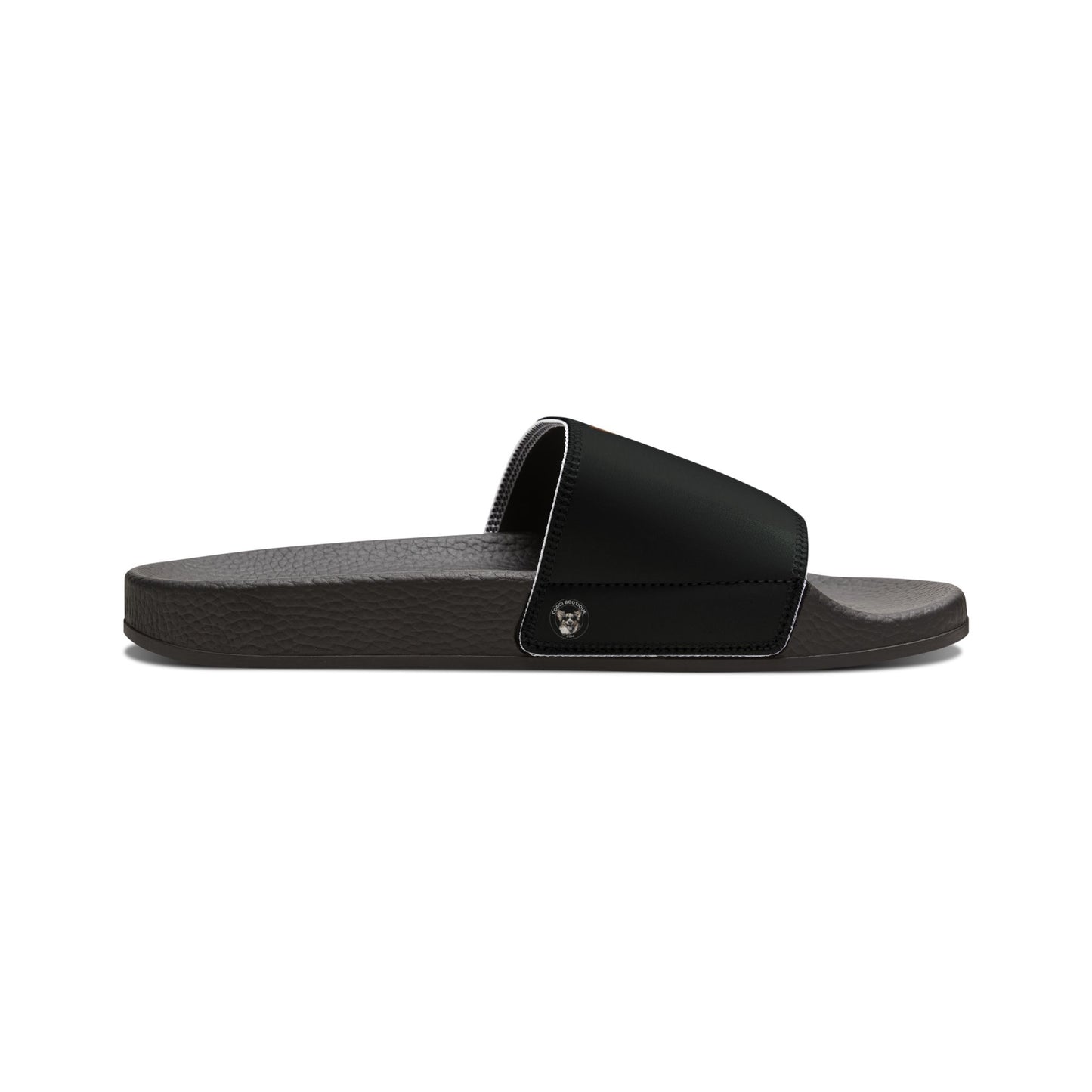 Renaissance Corgi in a Ruff Artistic Historic Men's Black Slide Sandals - Casual Pool & Beach Slides