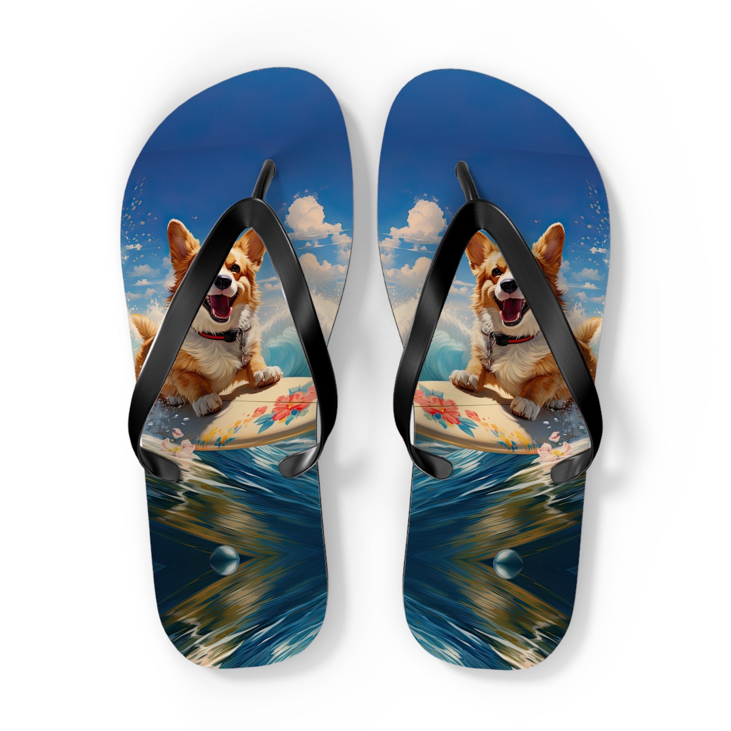 Cowabunga Corgi Flip-Flops